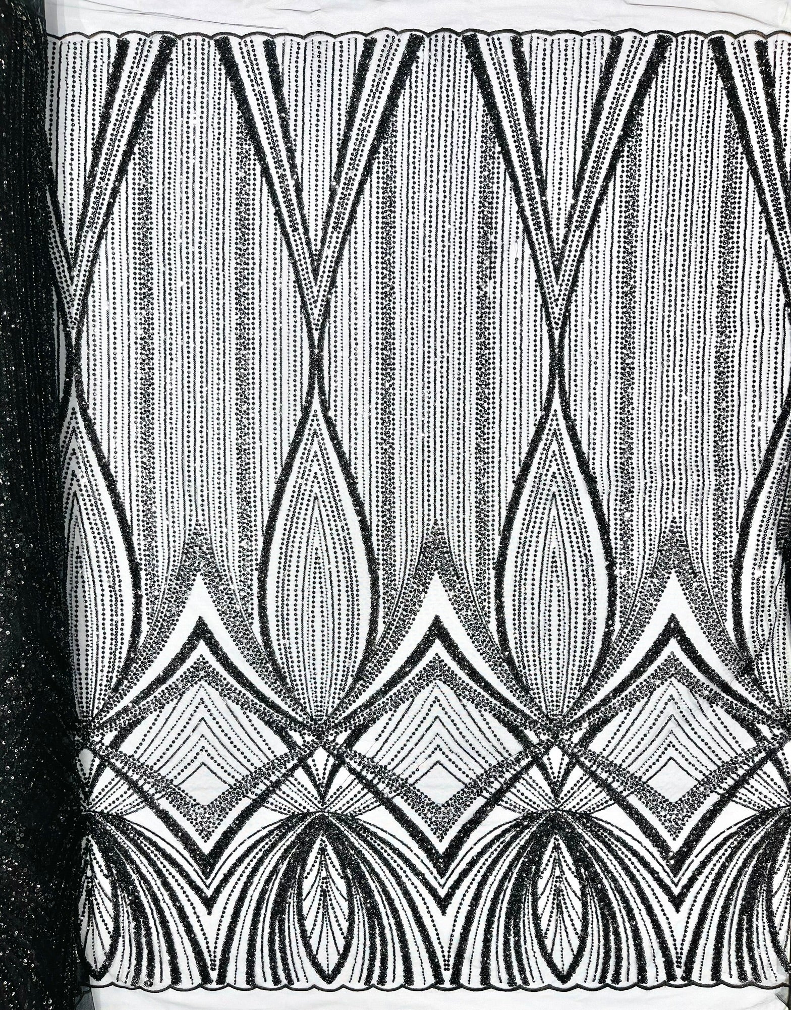 Geometric New York Fashion Beaded Lace, By The Yard.