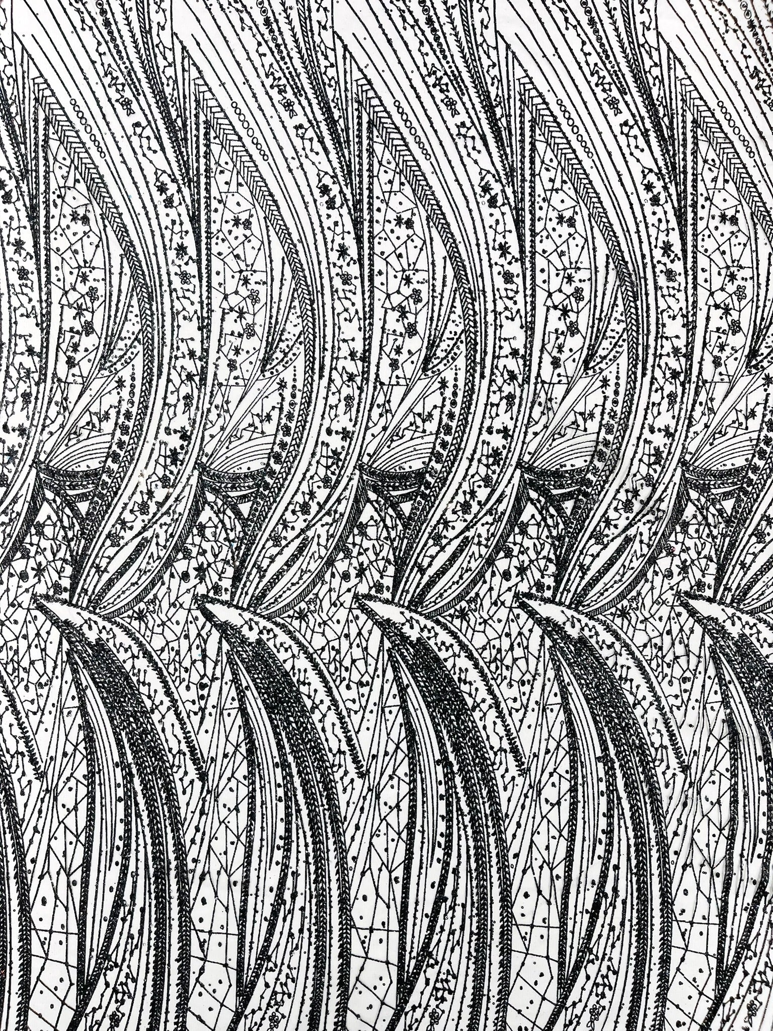 Geometric Fashion Glitter Design On A Mesh Lace Fabric| 58" Wide| Prom Dresses.