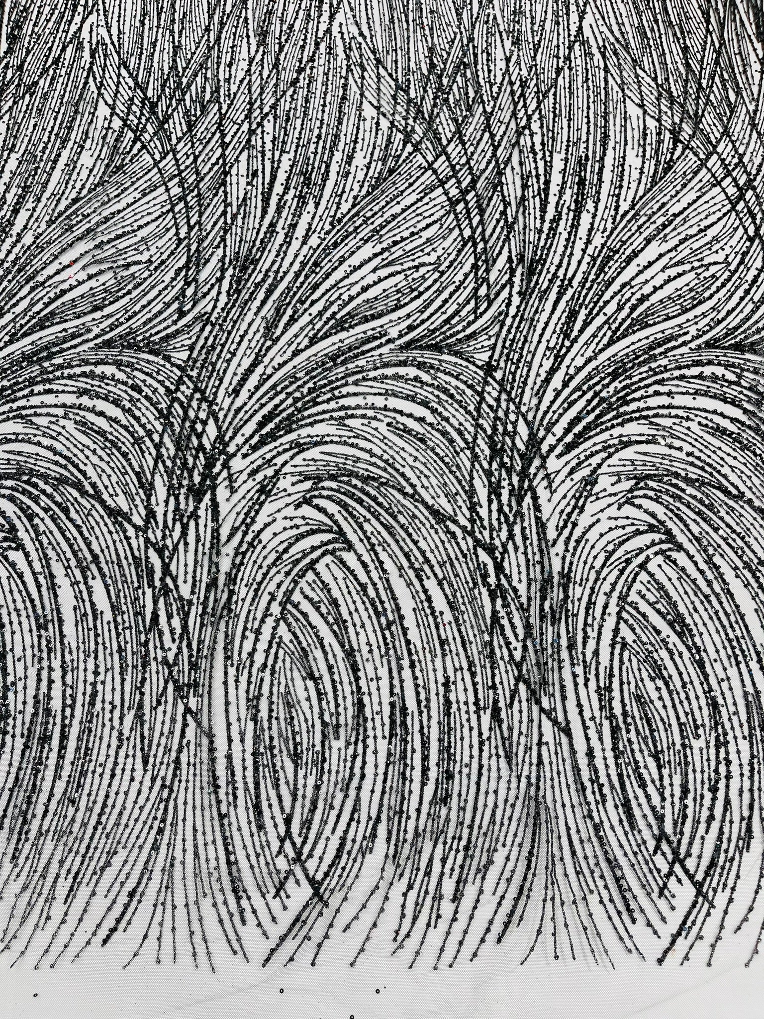 Fashion Glitter Design On A Mesh Lace Fabric/Prom.