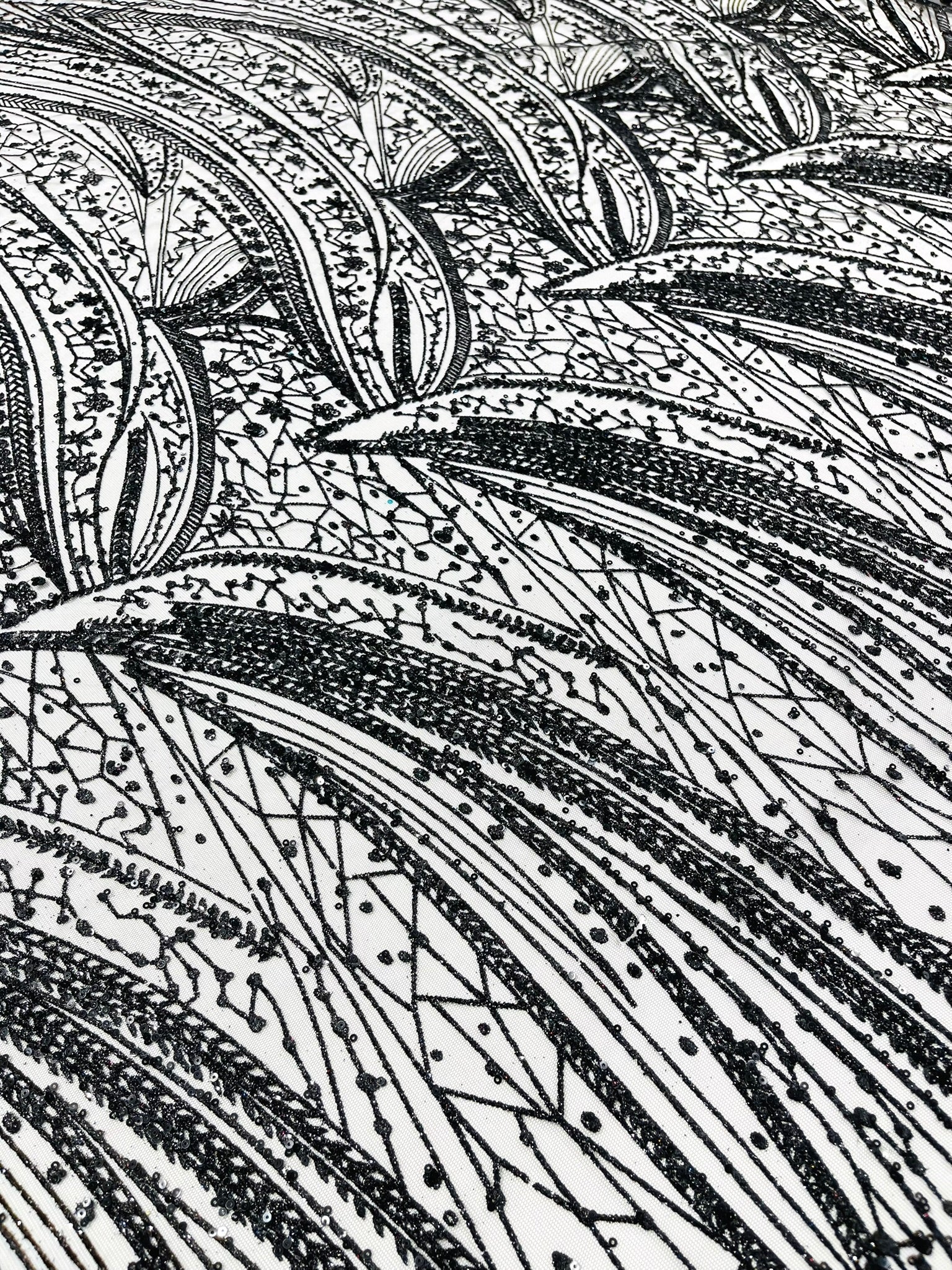 Geometric Fashion Glitter Design On A Mesh Lace Fabric| 58" Wide| Prom Dresses.
