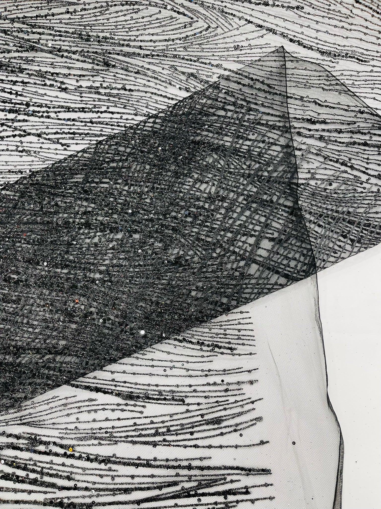 Fashion Glitter Design On A Mesh Lace Fabric/Prom.