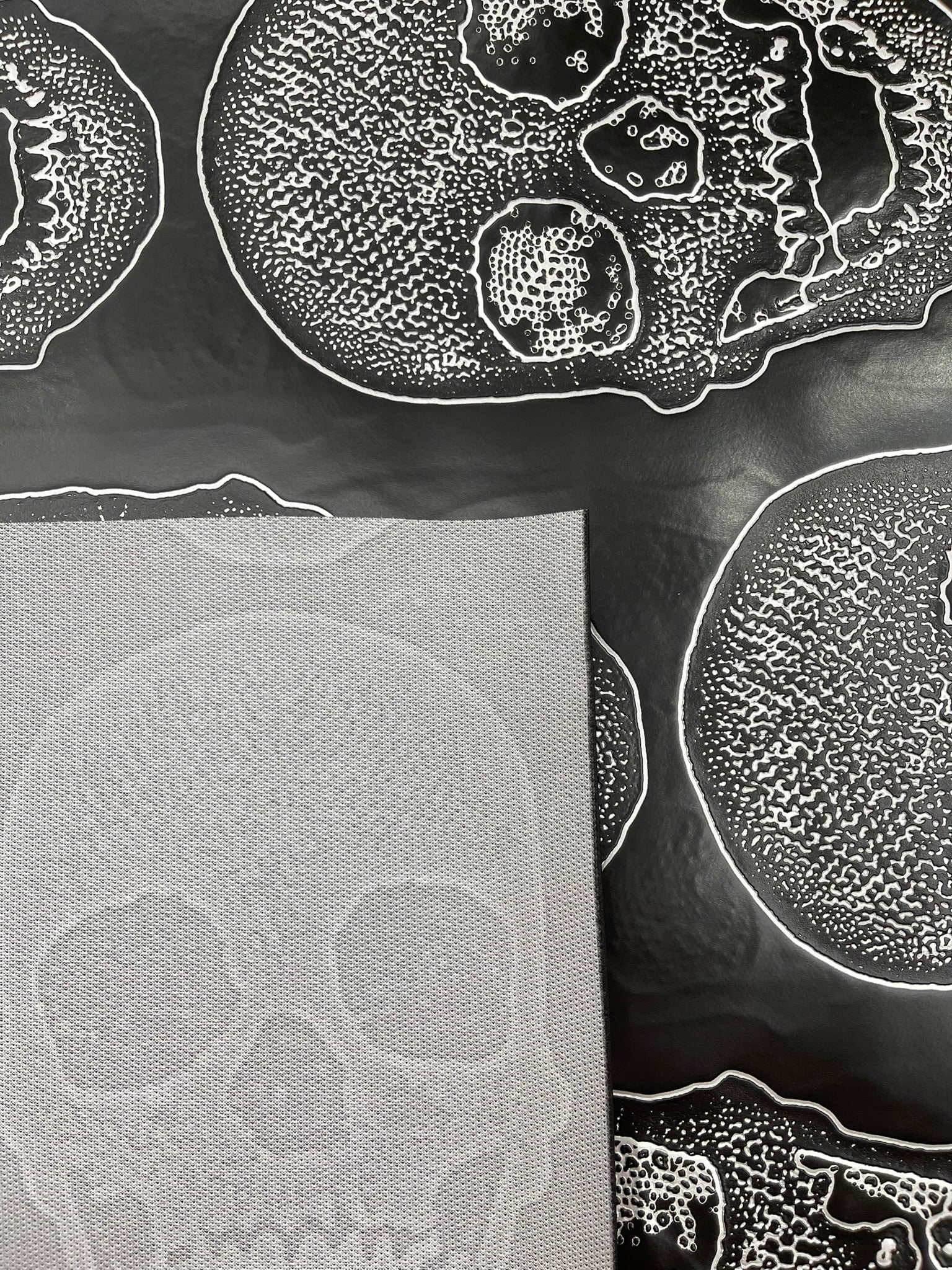 Skull Embossed Fake Leather Upholstery, 3D Faux Leather PVC Vinyl Fabric.