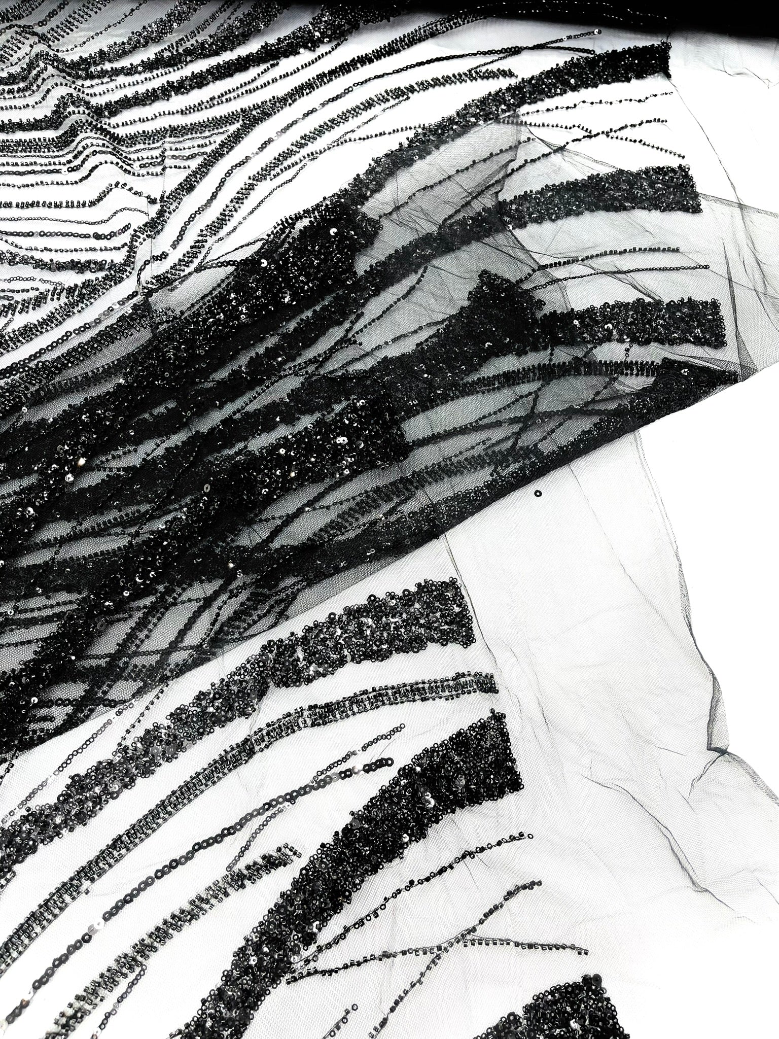 Luxury Feather Damask Beaded Lace Fabric| Prom| Wedding| By The Yard.