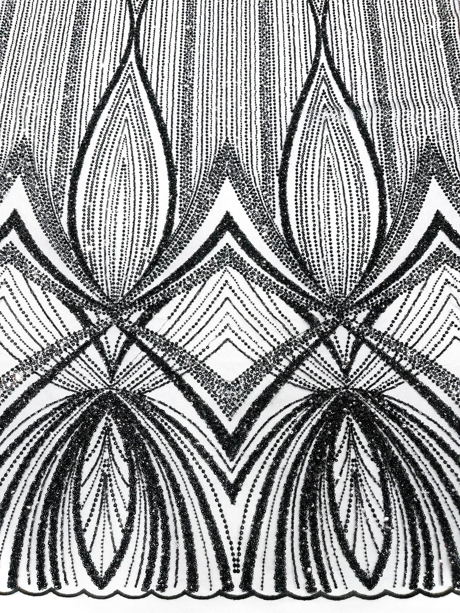 Geometric New York Fashion Beaded Lace, By The Yard.