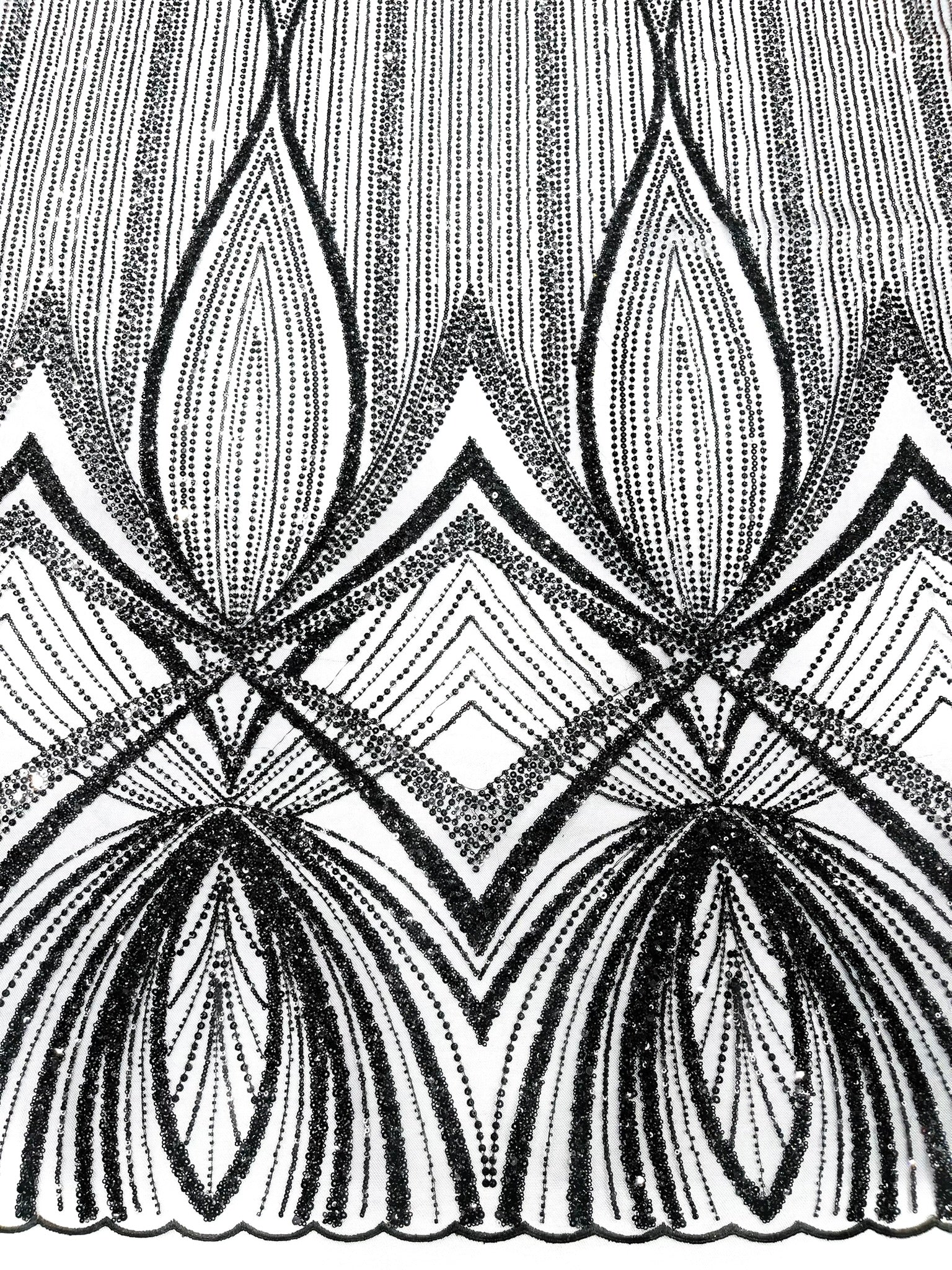 Geometric New York Fashion Beaded Lace, By The Yard.