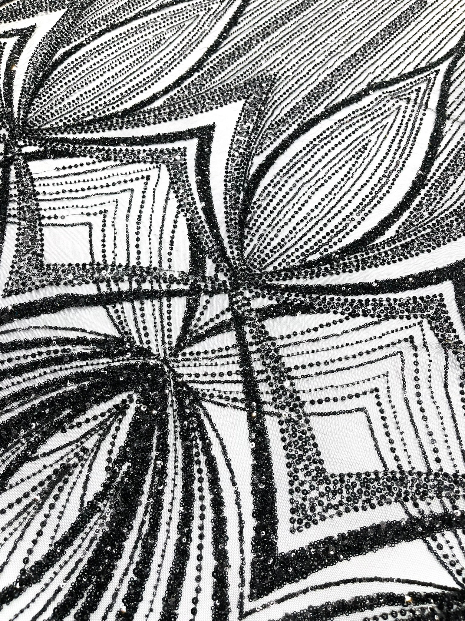 Geometric New York Fashion Beaded Lace, By The Yard.