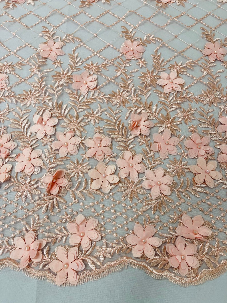 3D FLOWER TRIANGLE NET LACE (by the yard)