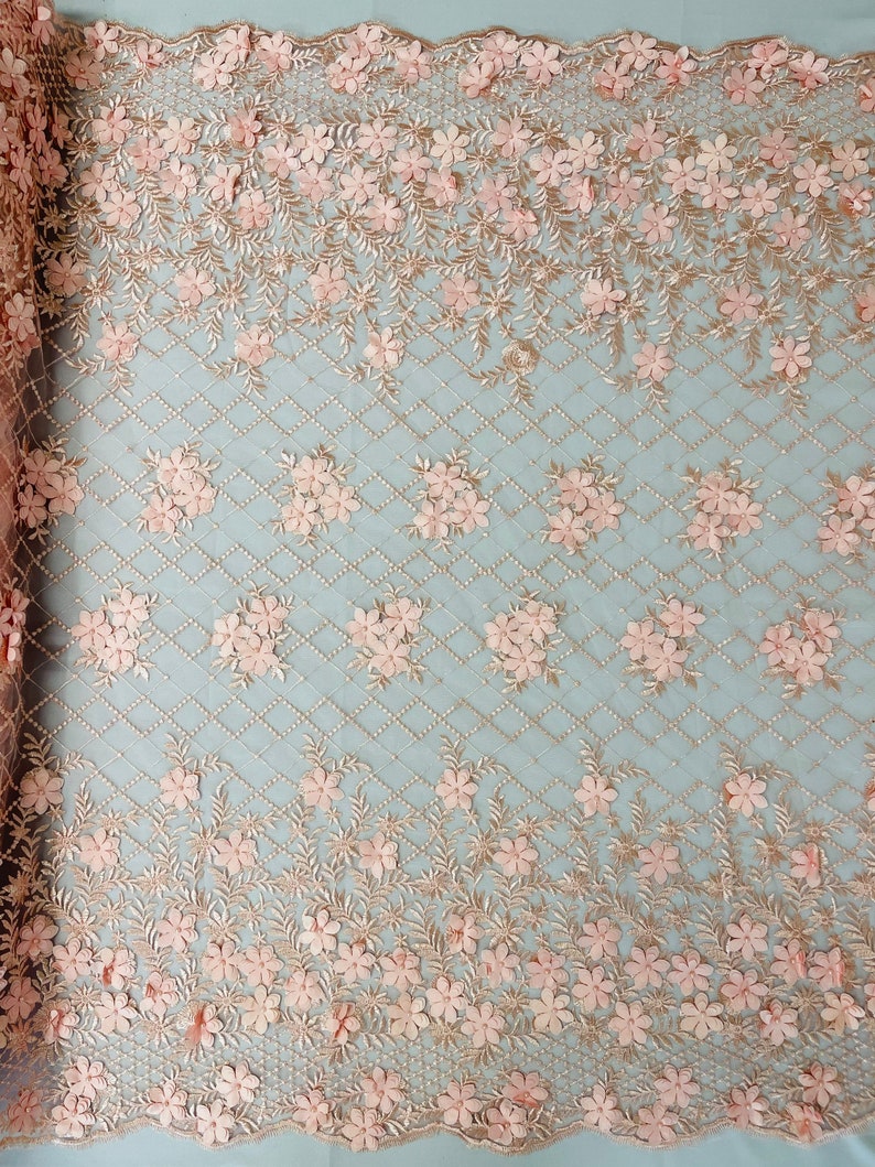 3D FLOWER TRIANGLE NET LACE (by the yard)