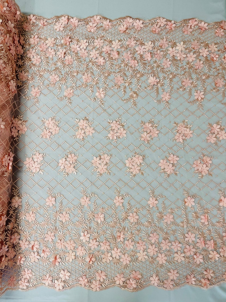 3D FLOWER TRIANGLE NET LACE (by the yard)