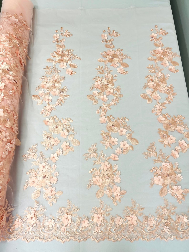 3D FLOWER PANELS LACE (by the yard)