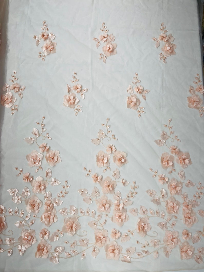 3D FLOWER PEARL LACE SINGLE BORDER (by the yard)