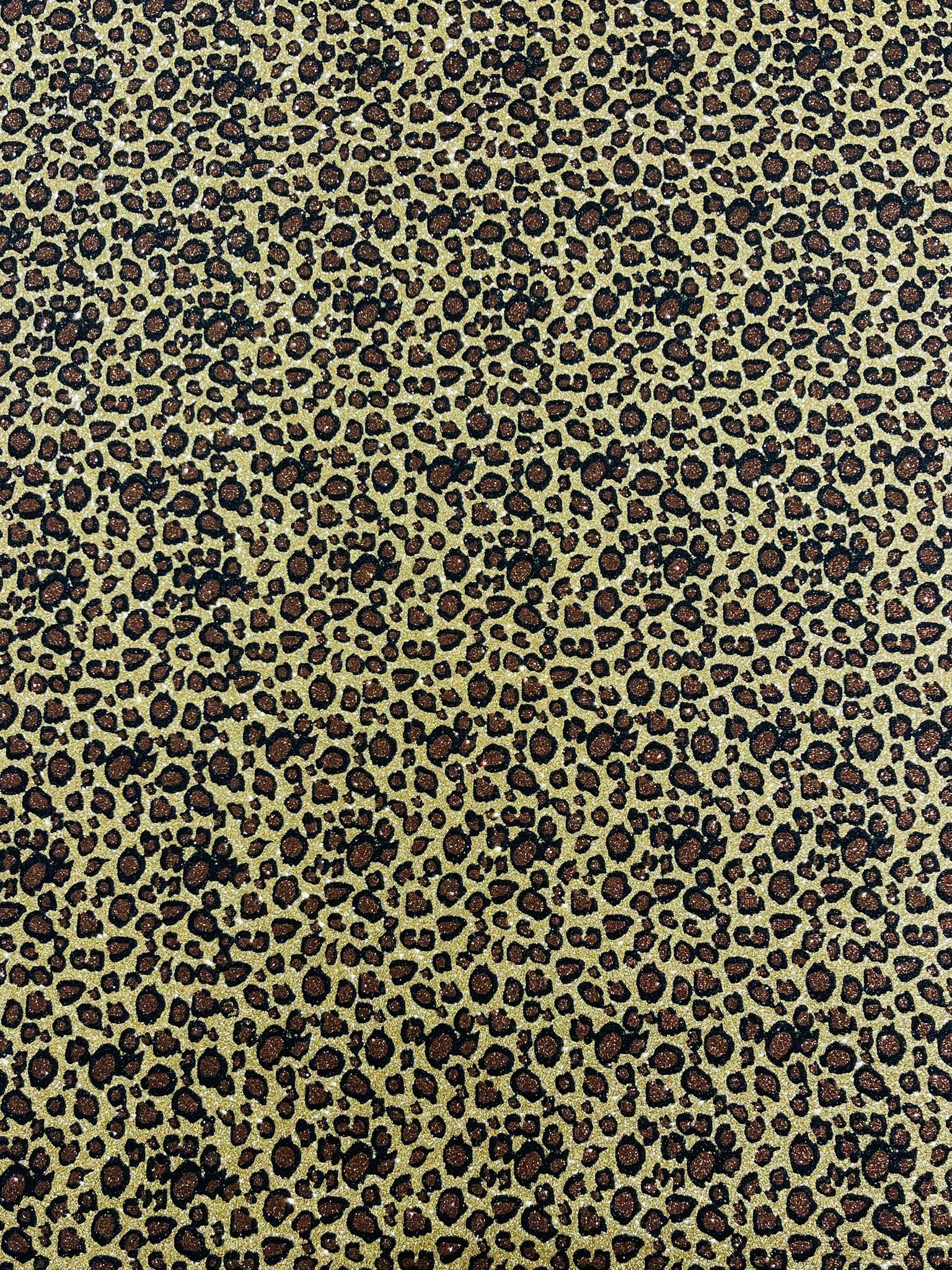 Leopard/ Chita glitter/Sparkle craft Upholstery On A Canvas Backing/Faux vinyl/48” wide.