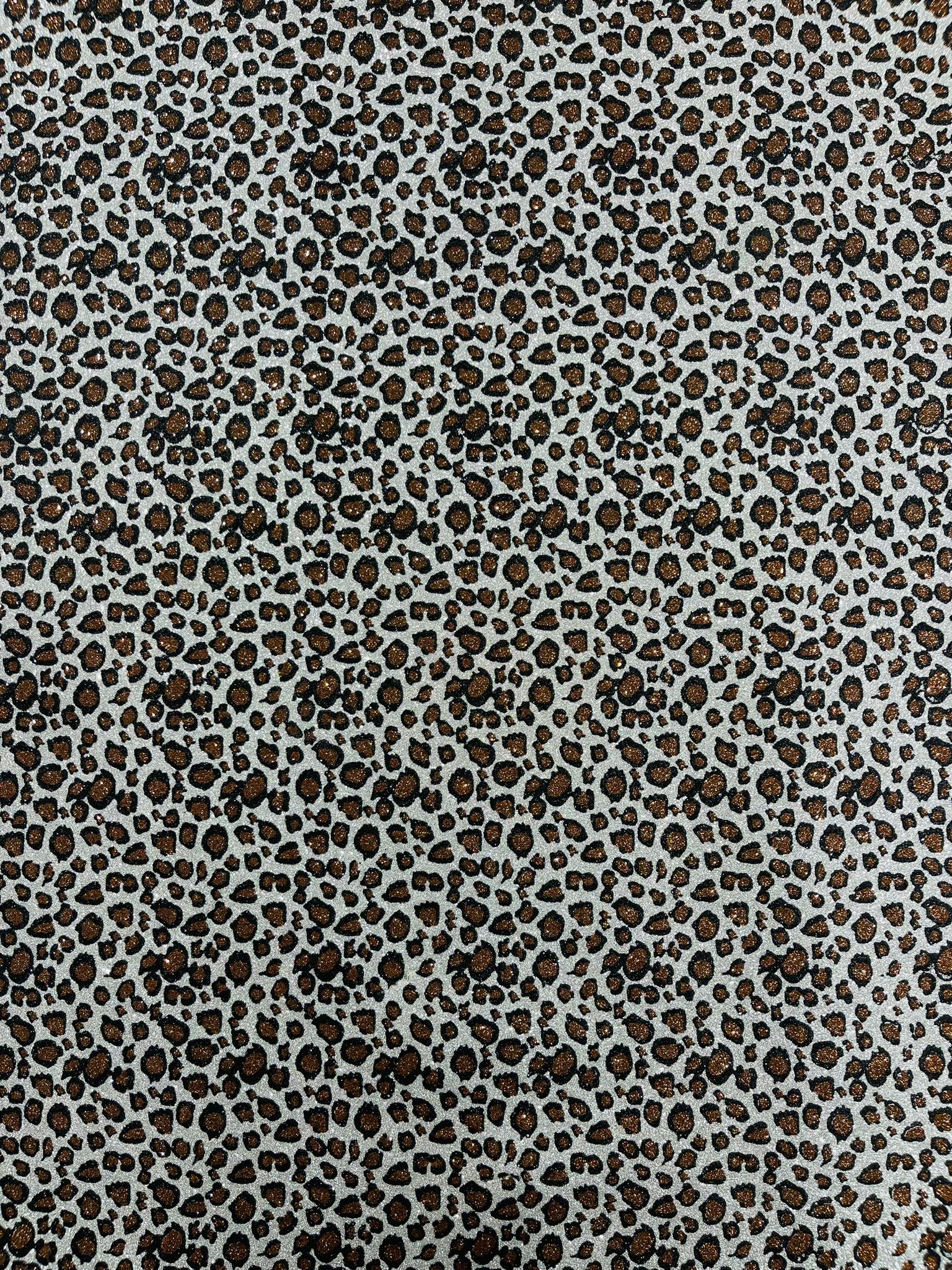 Leopard/ Chita glitter/Sparkle craft Upholstery On A Canvas Backing/Faux vinyl/48” wide.