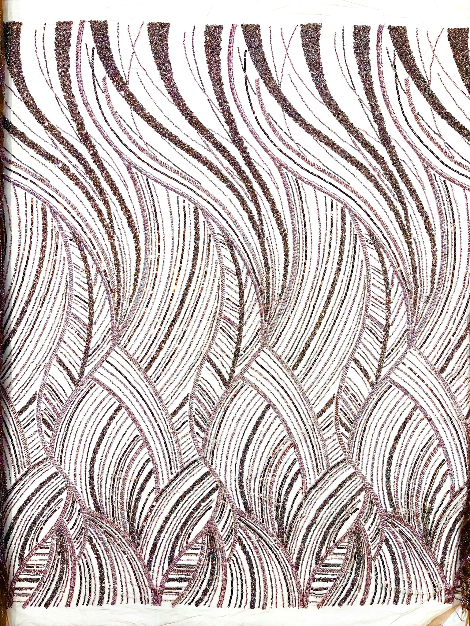 Luxury Feather Damask Beaded Lace Fabric| Prom| Wedding| By The Yard.