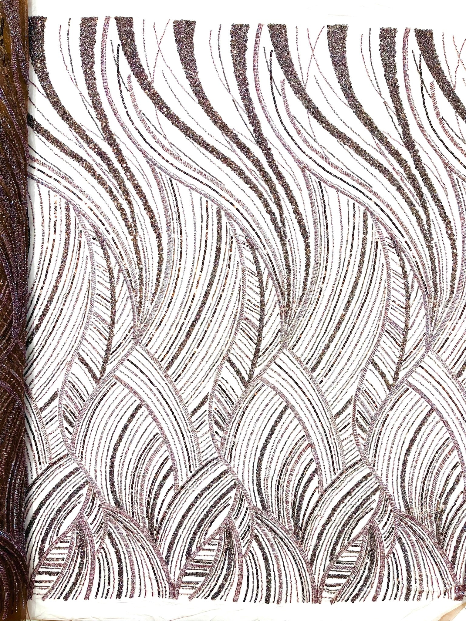 Luxury Feather Damask Beaded Lace Fabric| Prom| Wedding| By The Yard.