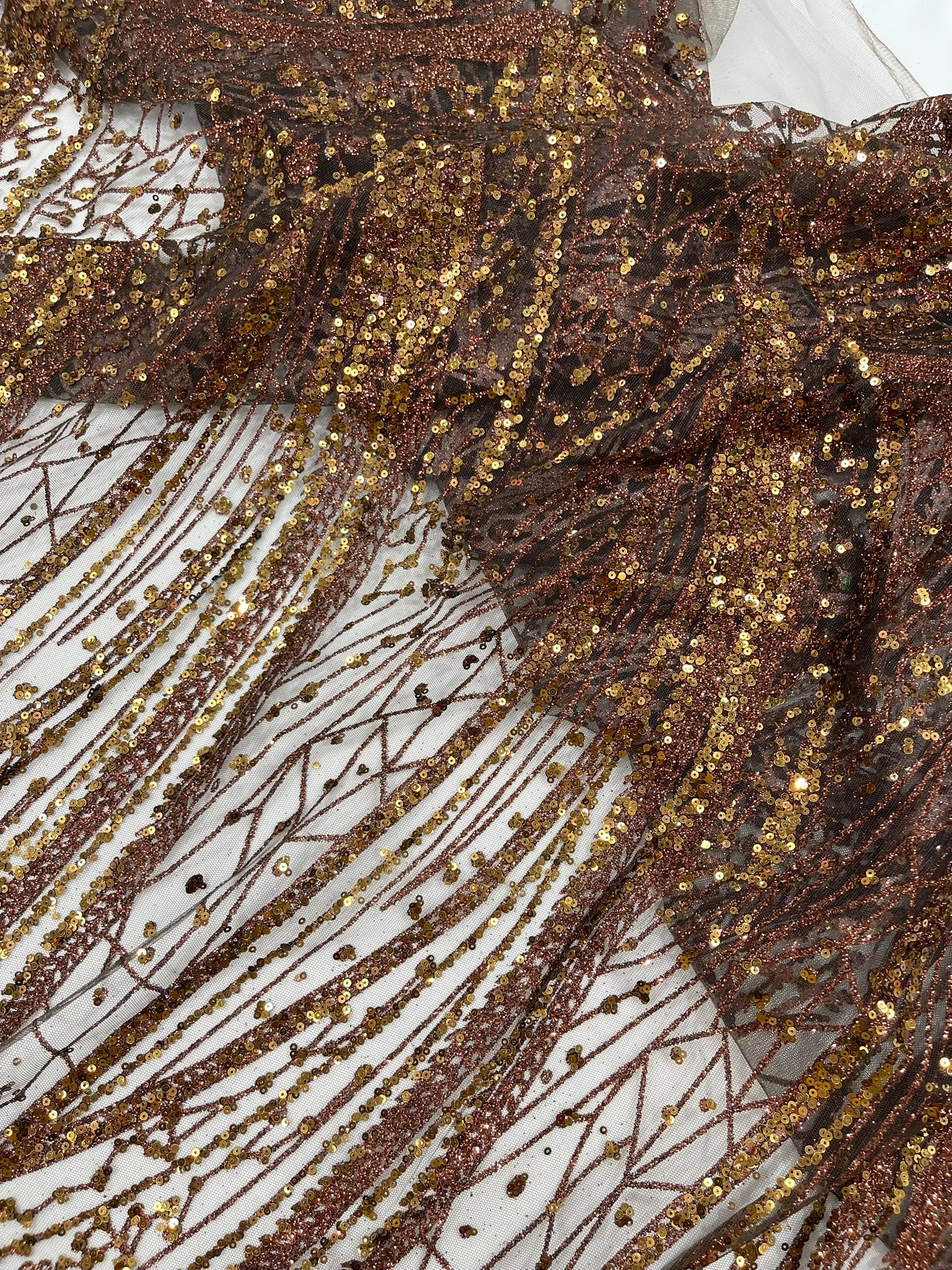 Geometric Fashion Glitter Design On A Mesh Lace Fabric| 58" Wide| Prom Dresses.