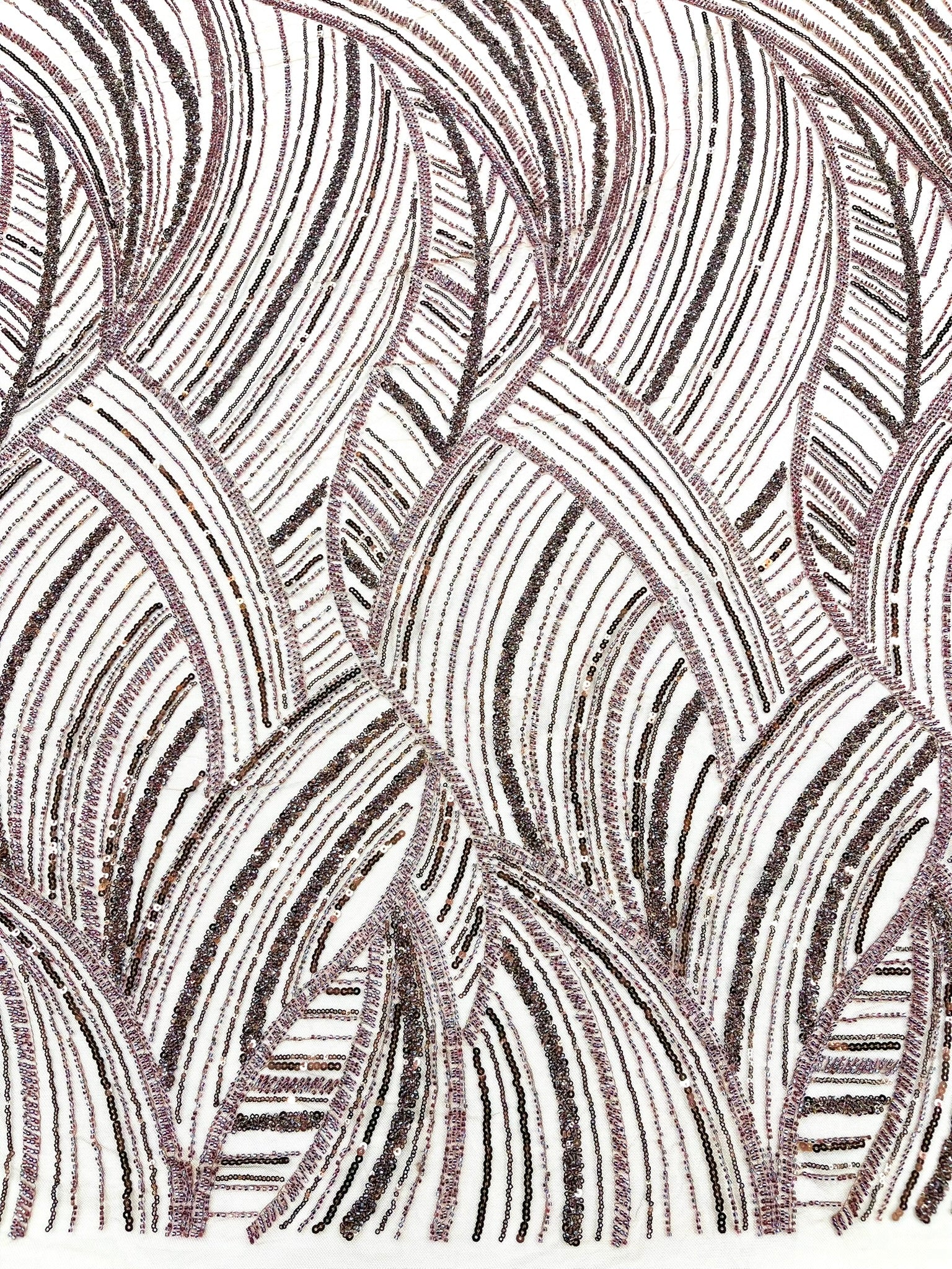 Luxury Feather Damask Beaded Lace Fabric| Prom| Wedding| By The Yard.