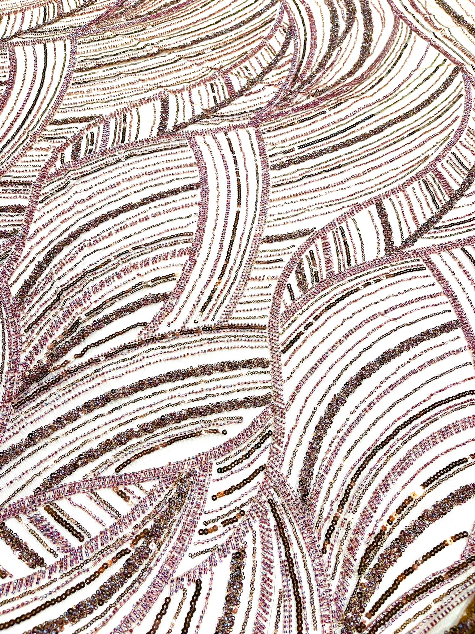 Luxury Feather Damask Beaded Lace Fabric| Prom| Wedding| By The Yard.