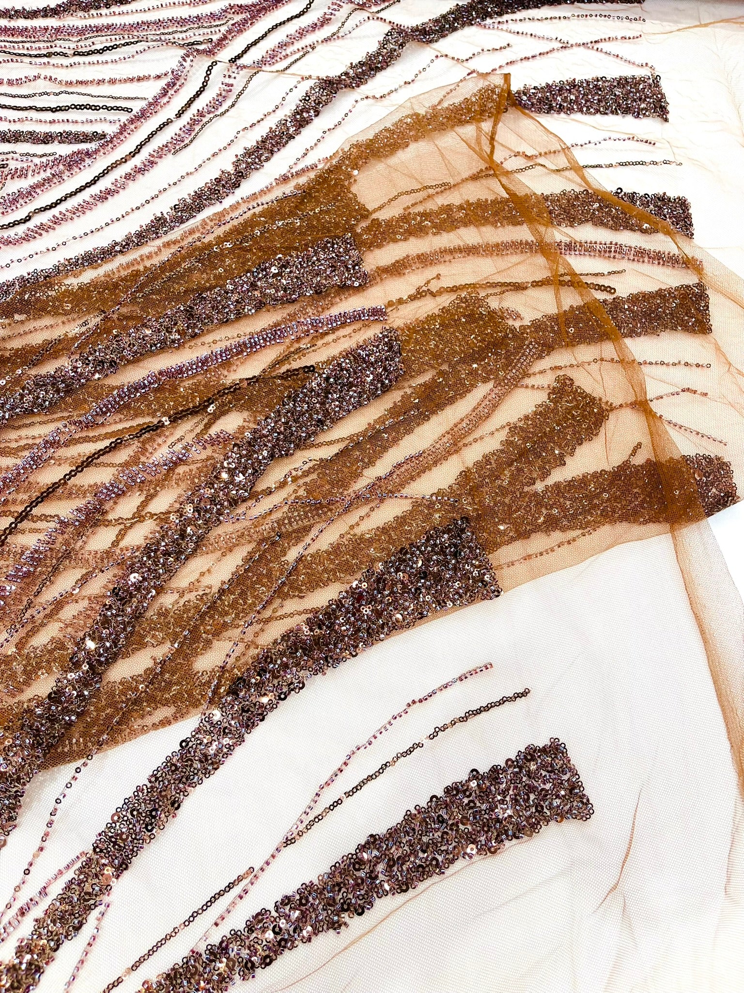 Luxury Feather Damask Beaded Lace Fabric| Prom| Wedding| By The Yard.
