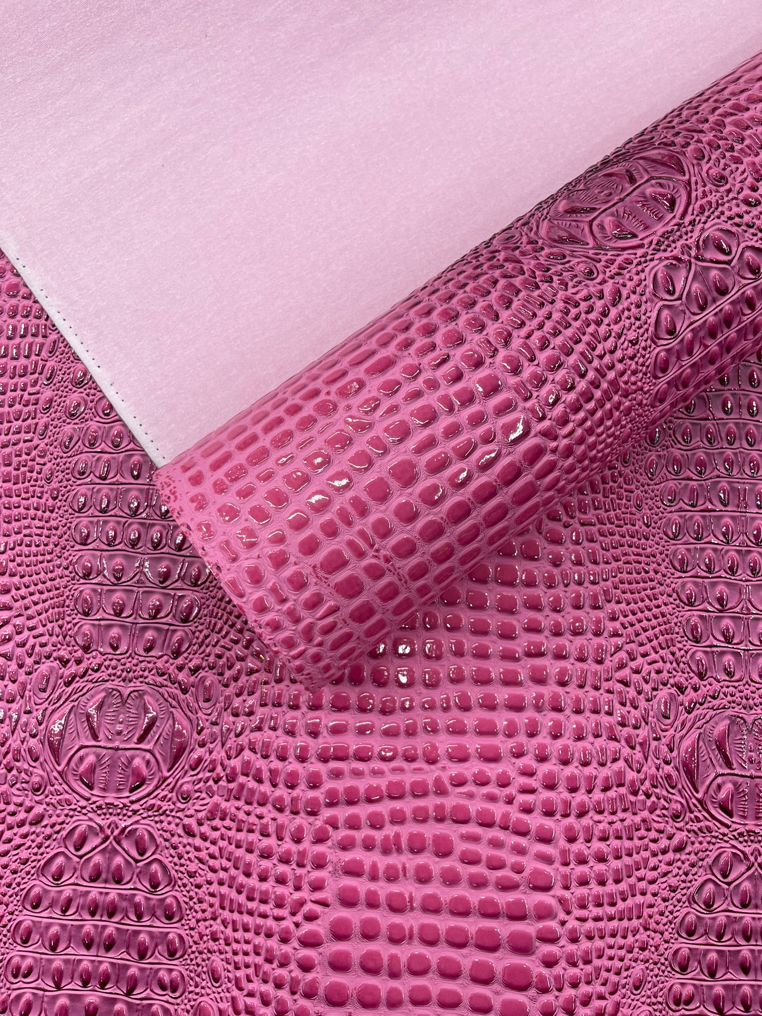 Glossy Two Tone Gator Fake Leather Upholstery, 3D Crocodile Skin Texture Faux Leather PVC Vinyl, 54" Wide