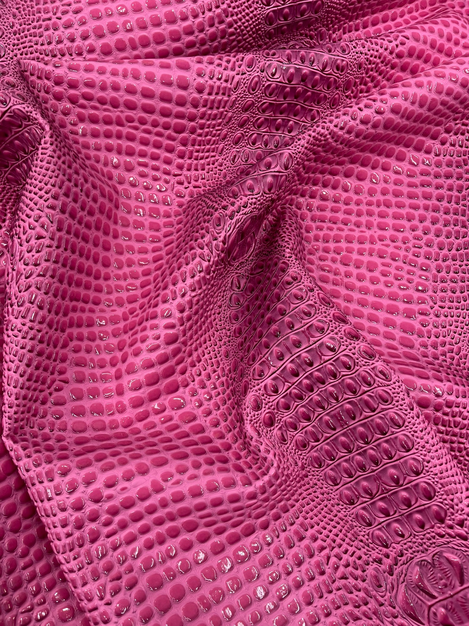 Glossy Two Tone Gator Fake Leather Upholstery, 3D Crocodile Skin Texture Faux Leather PVC Vinyl, 54" Wide