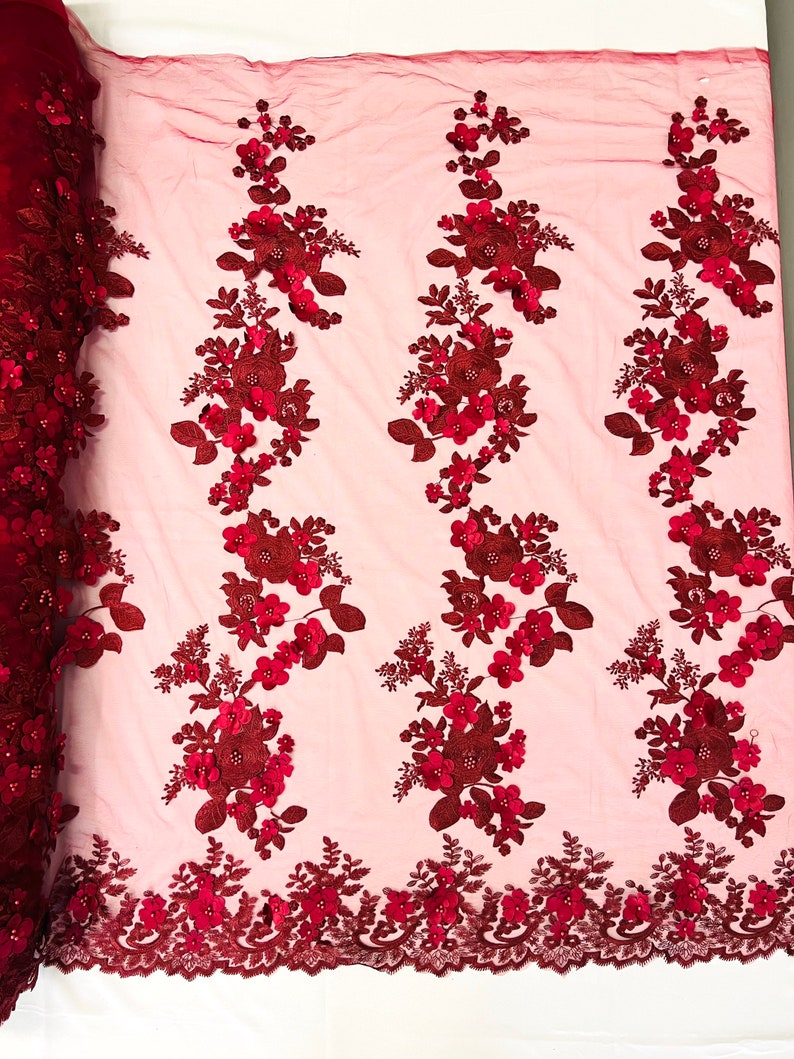 3D FLOWER PANELS LACE (by the yard)