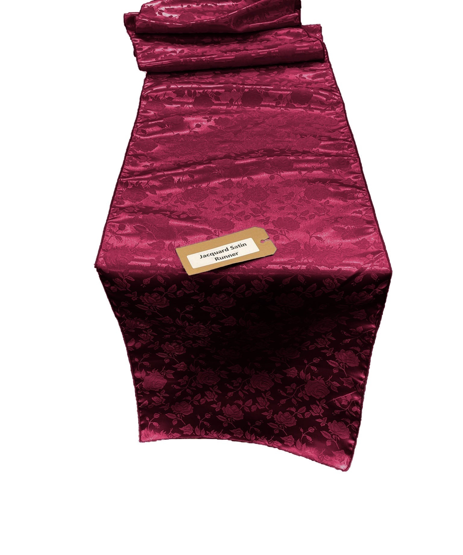 Jacquard Satin Roses Runner, Party Supply / Wedding / Decoration (14" Wide x 120" Long).