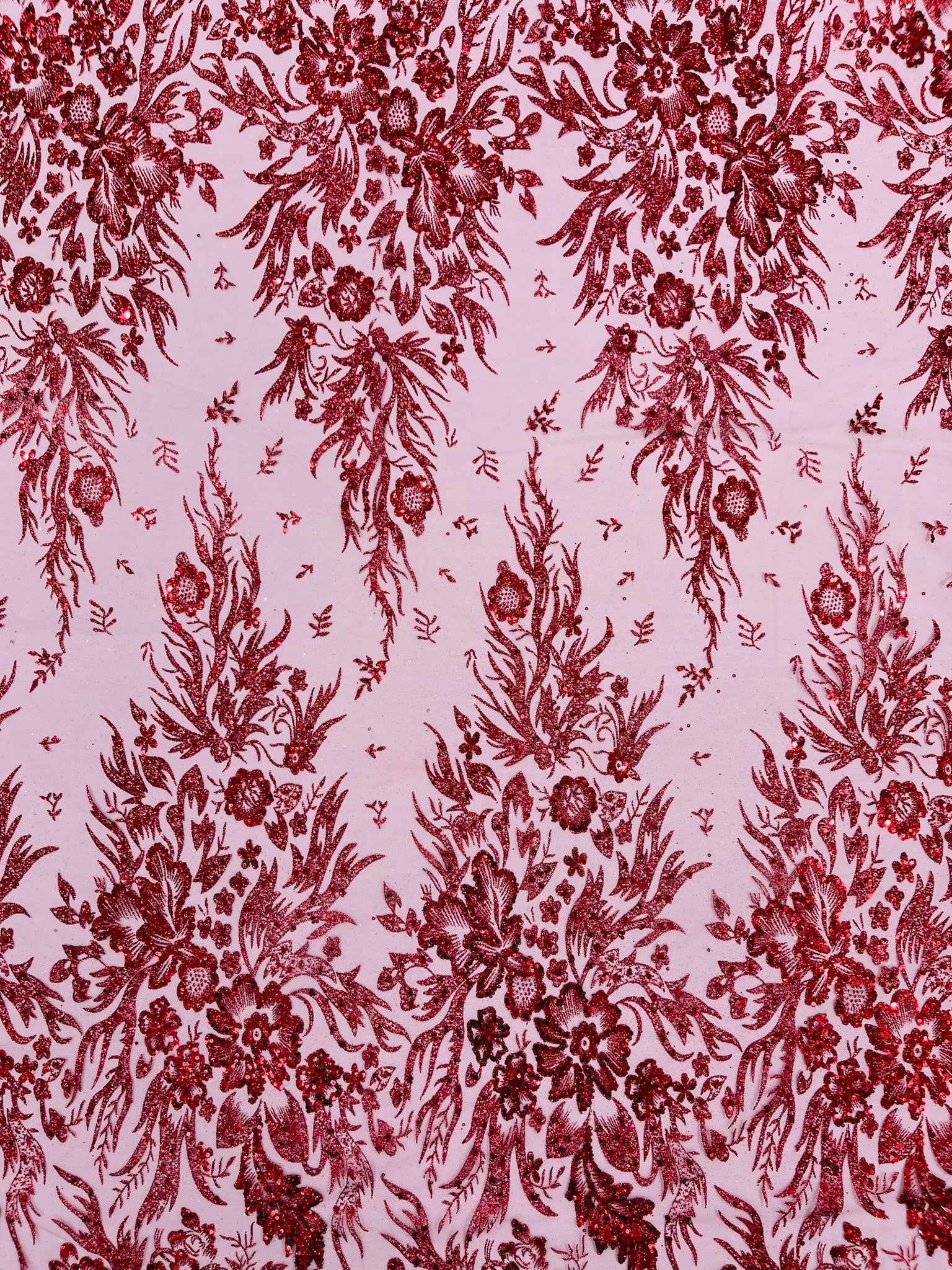 Big Glitter Damask Design On A Mesh Lace Fabric/Prom/Sold By The Yard
