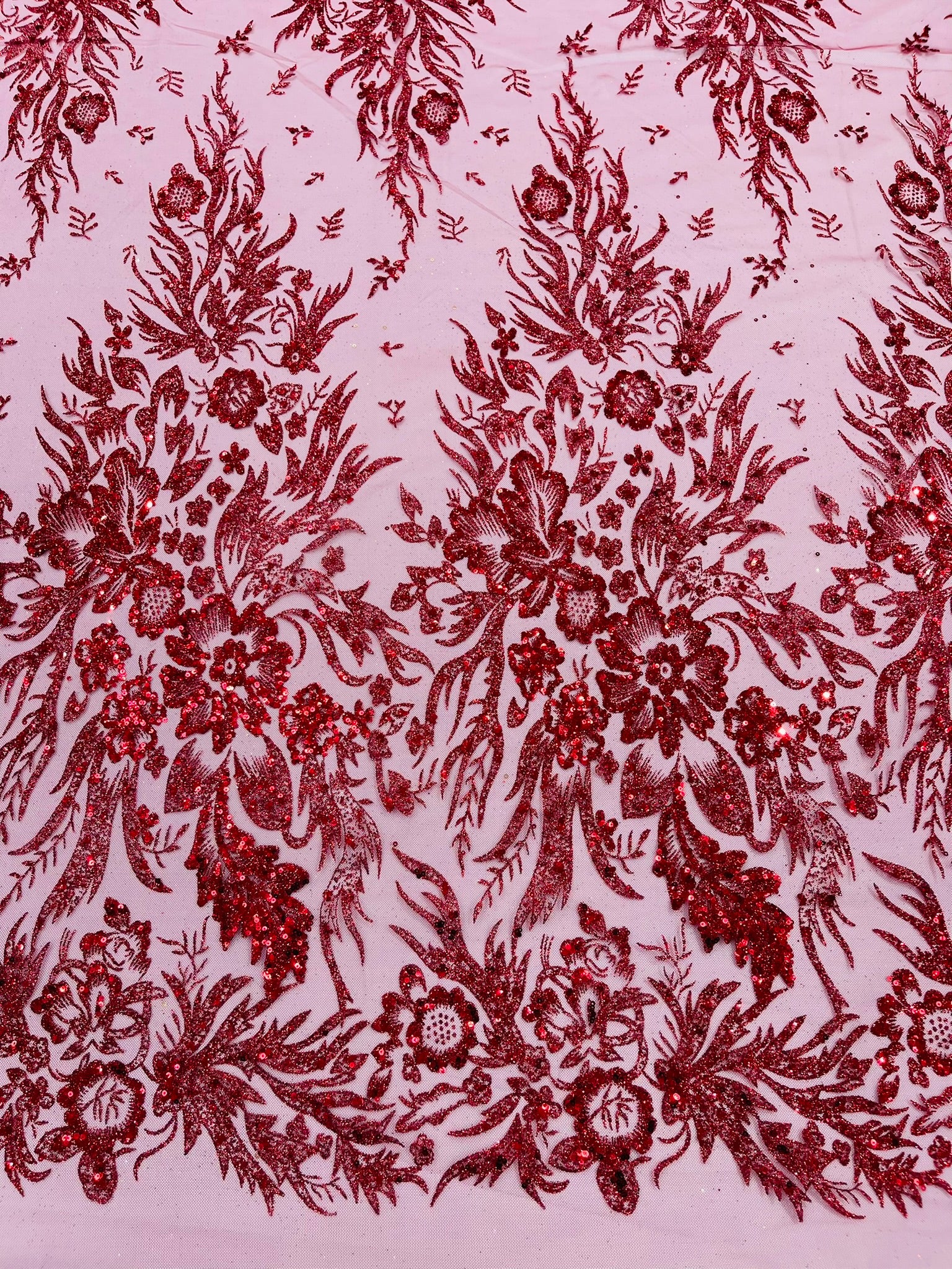 Big Glitter Damask Design On A Mesh Lace Fabric/Prom/Sold By The Yard