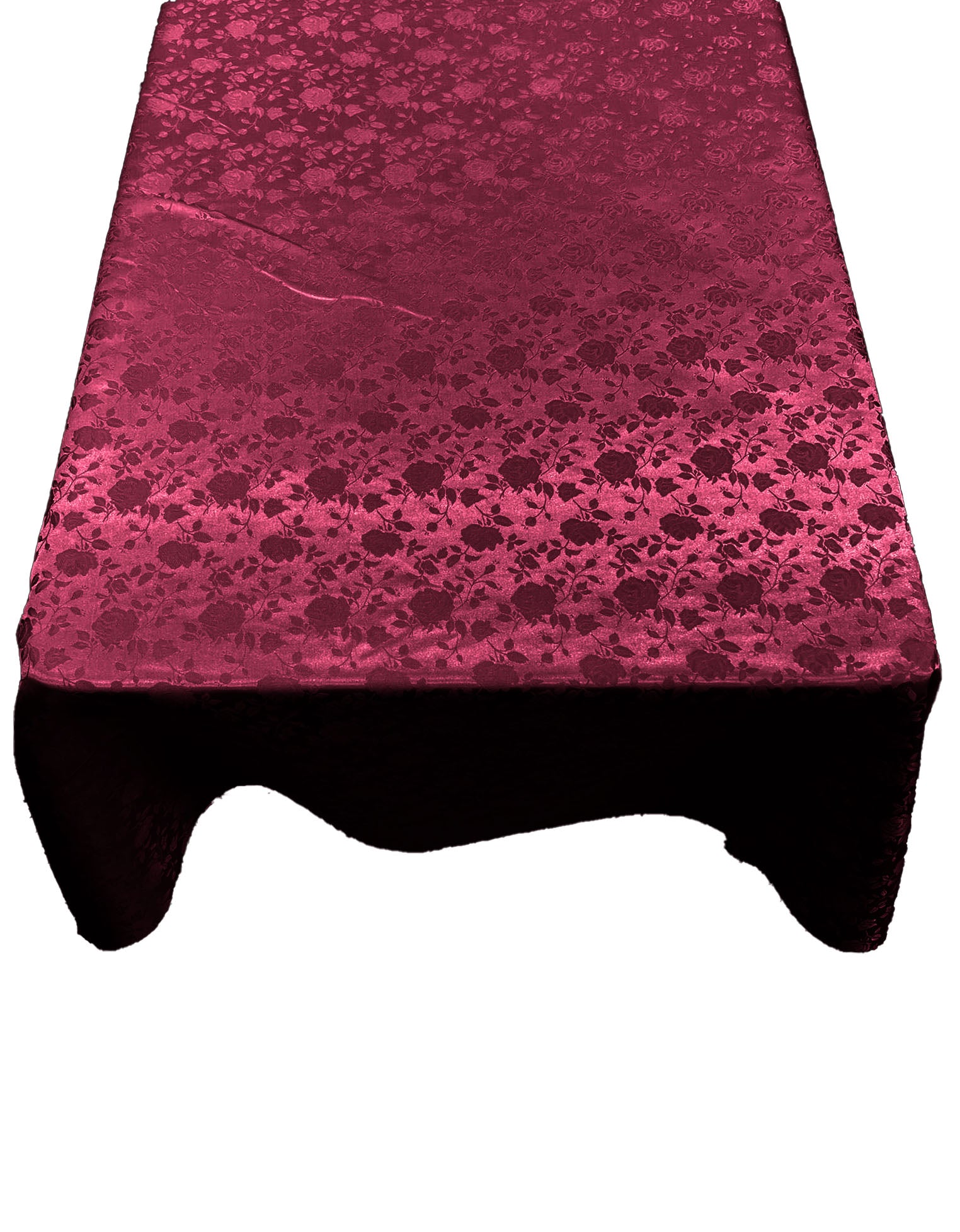 Roses Jacquard Satin Rectangular Tablecloth Seamless/Party Supply. (60 Inches x 72 Inches)