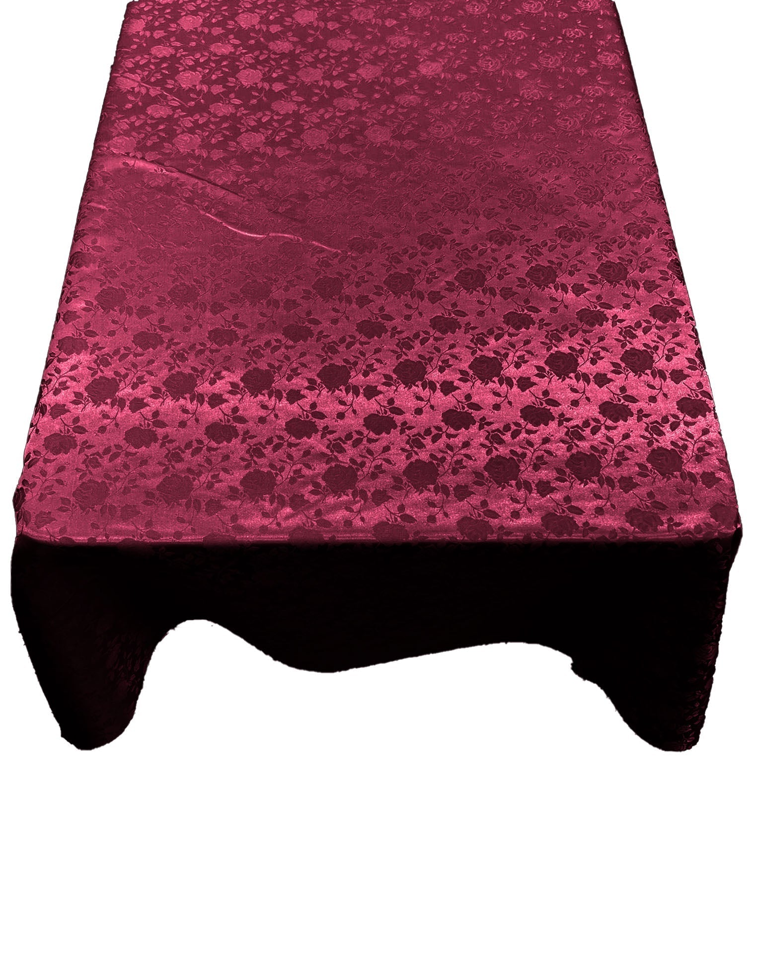 Roses Jacquard Satin Rectangular Tablecloth Seamless/Party Supply. (60 Inches x 102 Inches)