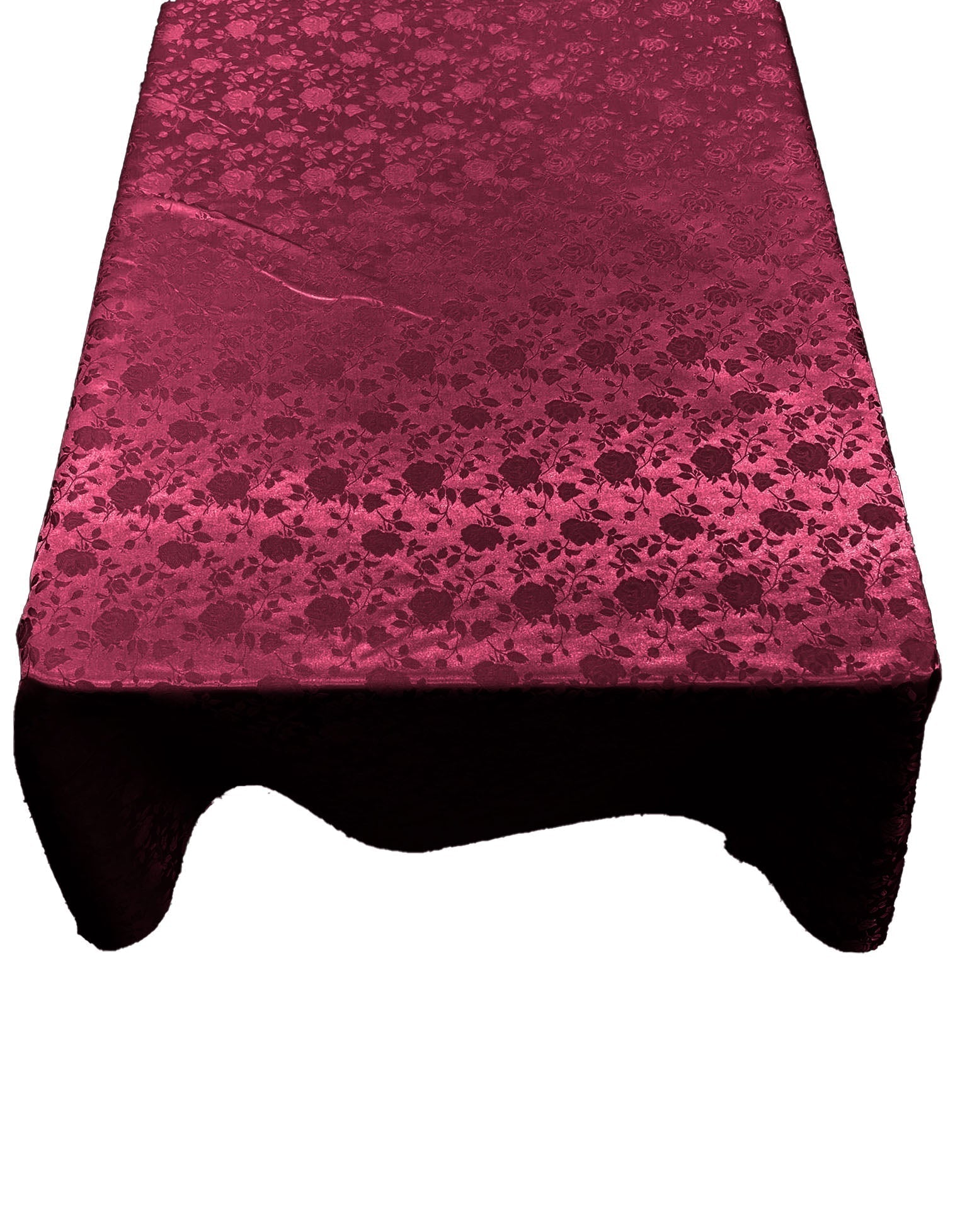 Roses Jacquard Satin Rectangular Tablecloth Seamless/Party Supply. (60 Inches x 120 Inches)