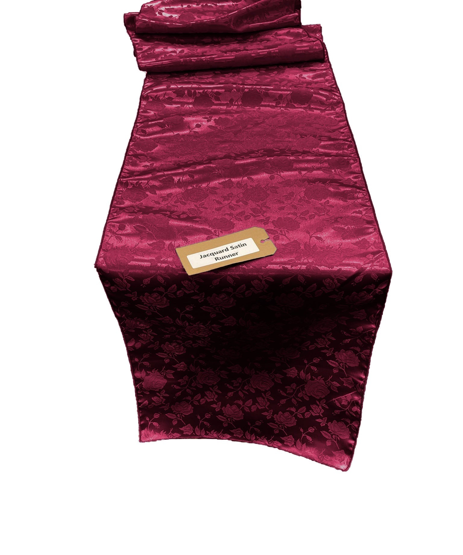 Jacquard Satin Roses Runner, Party Supply / Wedding / Decoration (14" Wide x 90" Long).