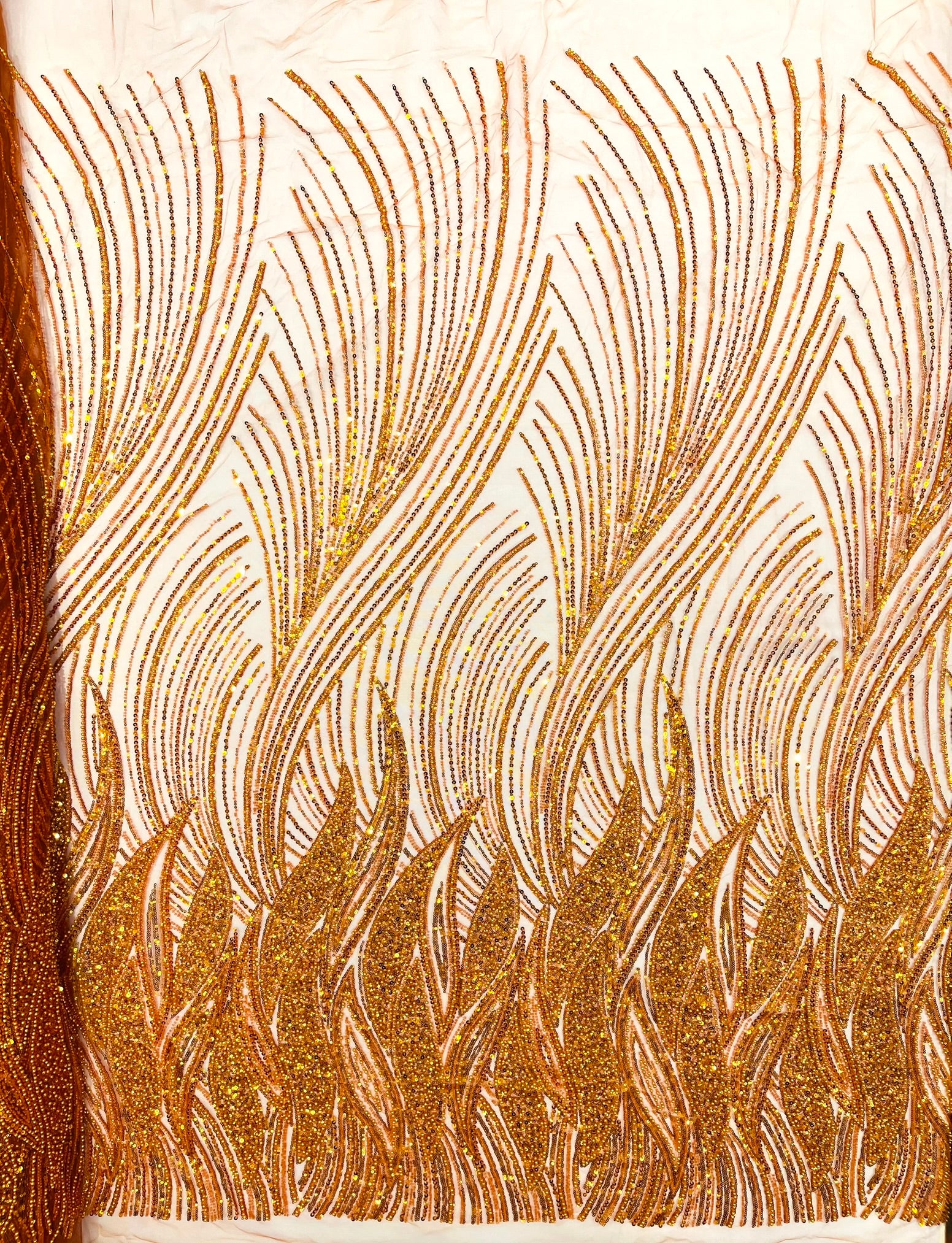 Flame Fashion Beaded Lace Fabric| Prom| Wedding| By The Yard.