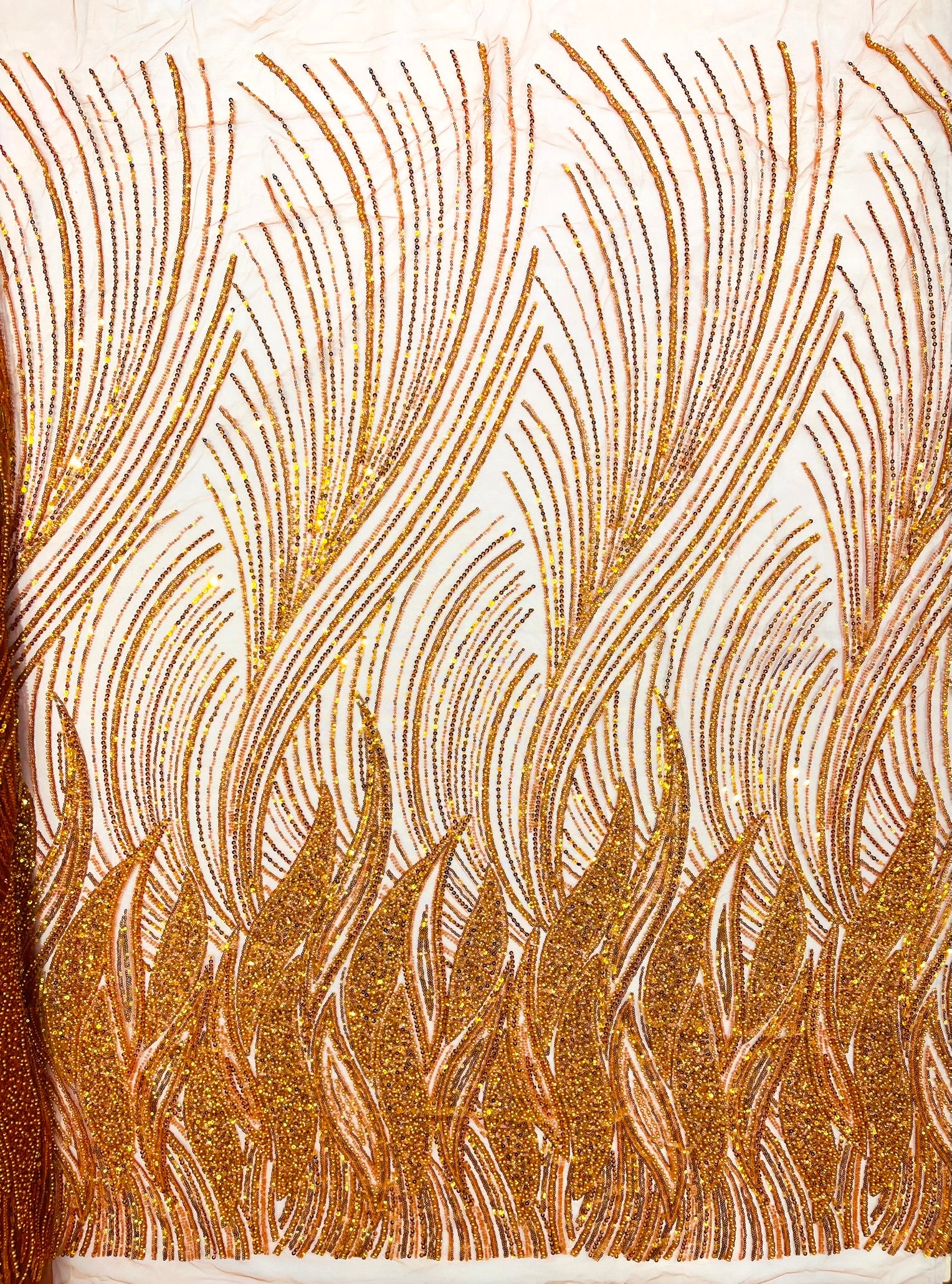 Flame Fashion Beaded Lace Fabric| Prom| Wedding| By The Yard.