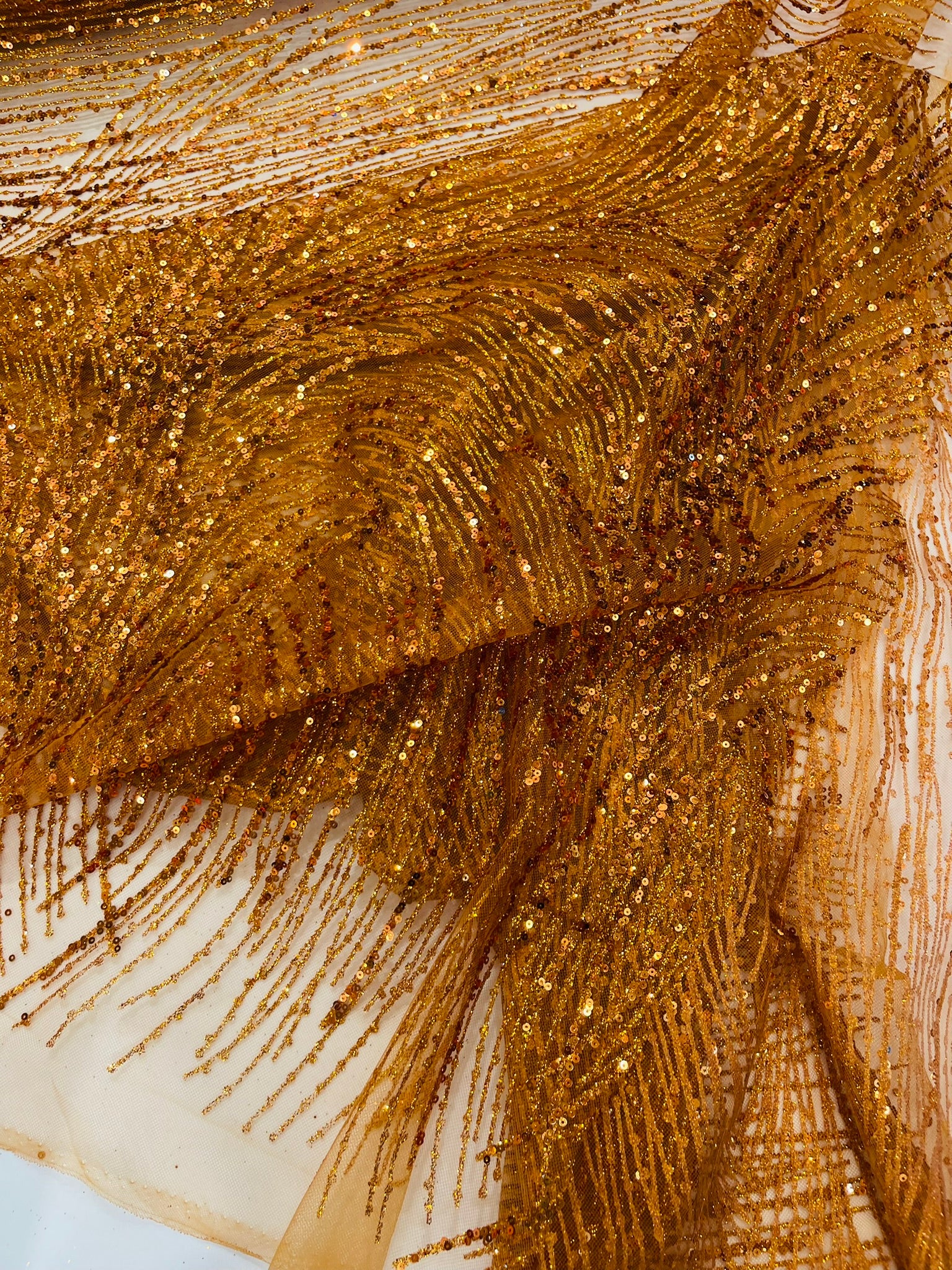 Fashion Glitter Design On A Mesh Lace Fabric/Prom.