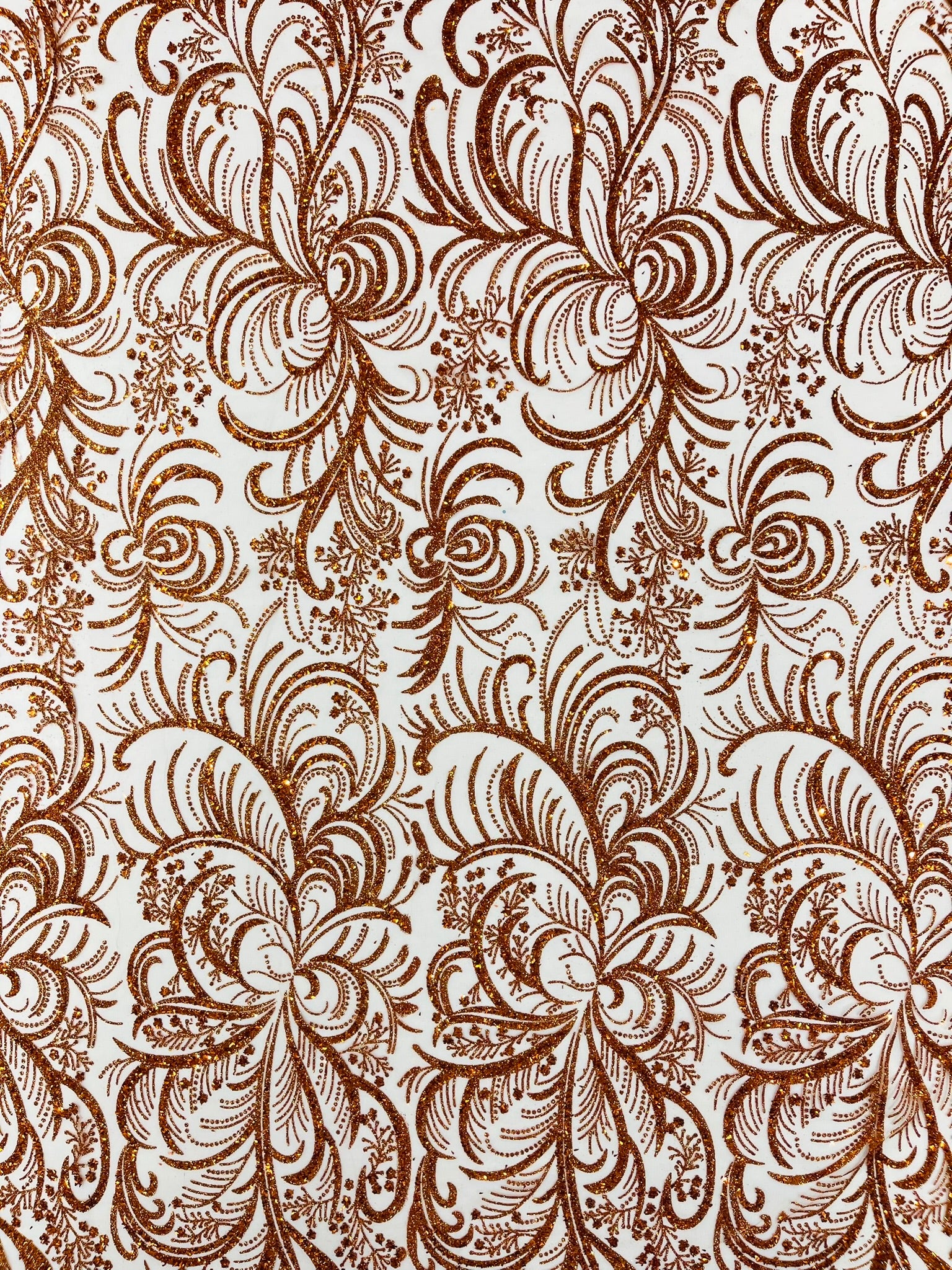 Palm Glitter Vine Design On A Mesh Lace Fabric 58"' Wide Prom.