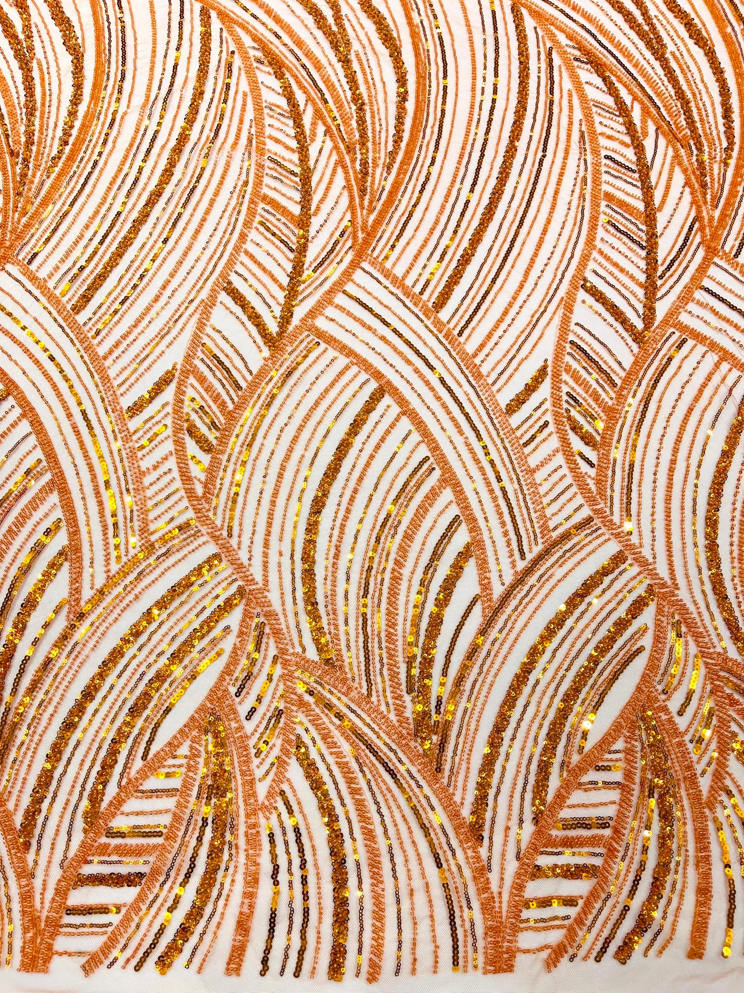 Luxury Feather Damask Beaded Lace Fabric| Prom| Wedding| By The Yard.