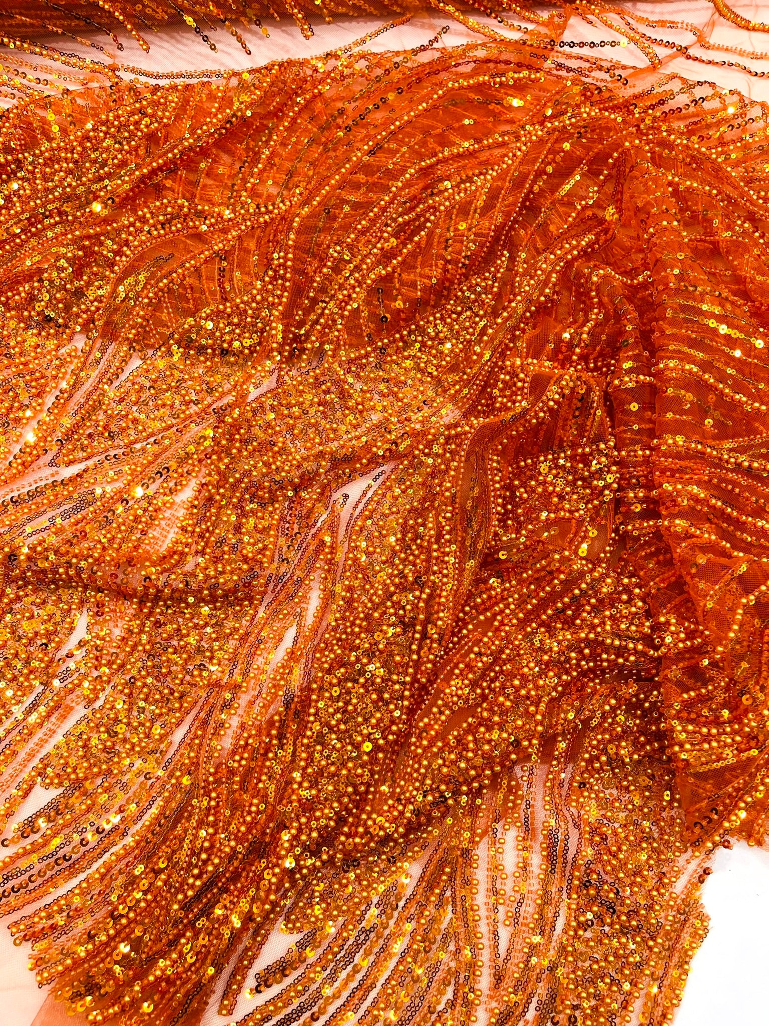 Flame Fashion Beaded Lace Fabric| Prom| Wedding| By The Yard.