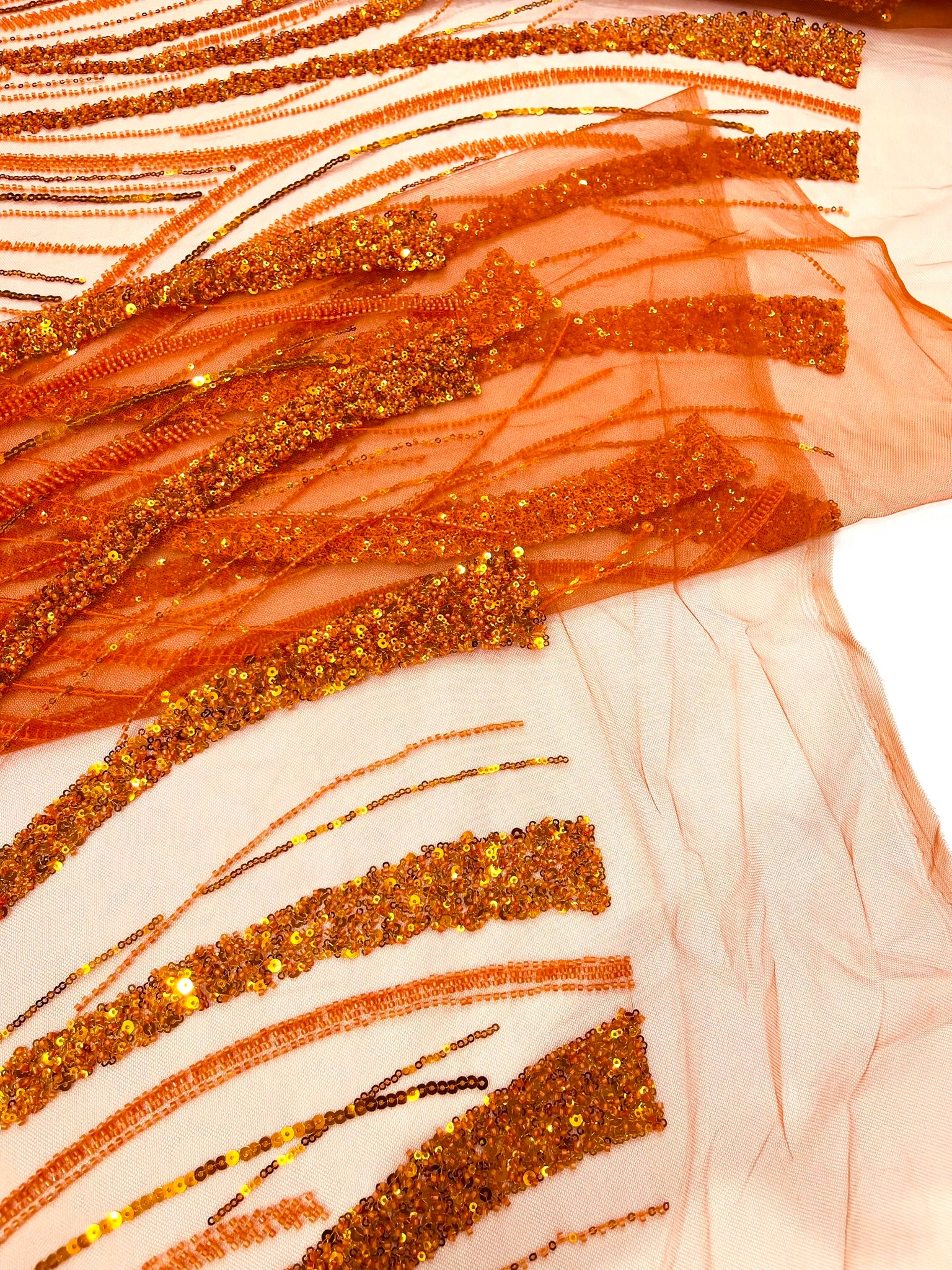 Luxury Feather Damask Beaded Lace Fabric| Prom| Wedding| By The Yard.