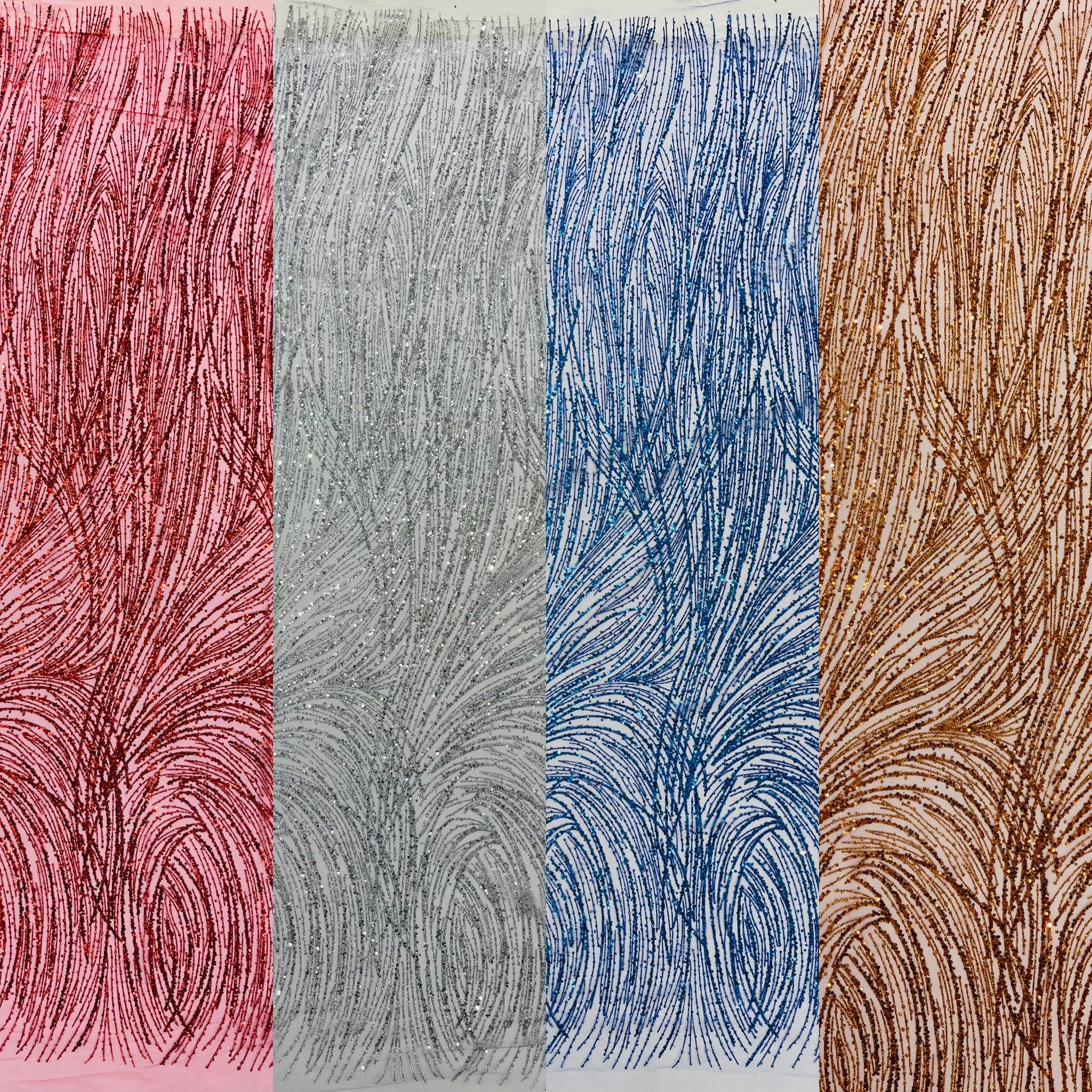 Fashion Glitter Design On A Mesh Lace Fabric/Prom.