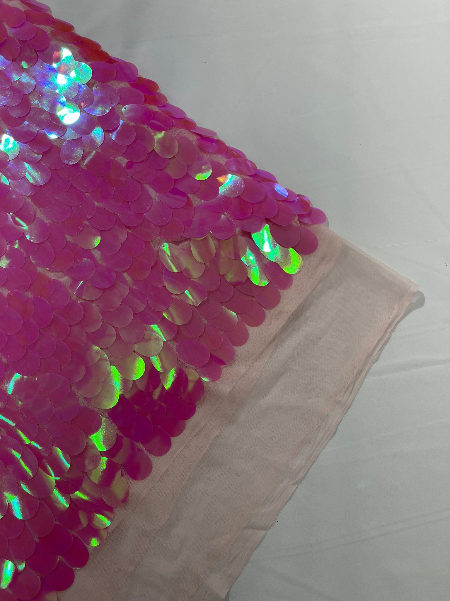 Jumbo Sequins Oval Sequin Paillette/Tear Drop Mermaid Big Sequins Fabric Mesh/ 54 Inches Wide.