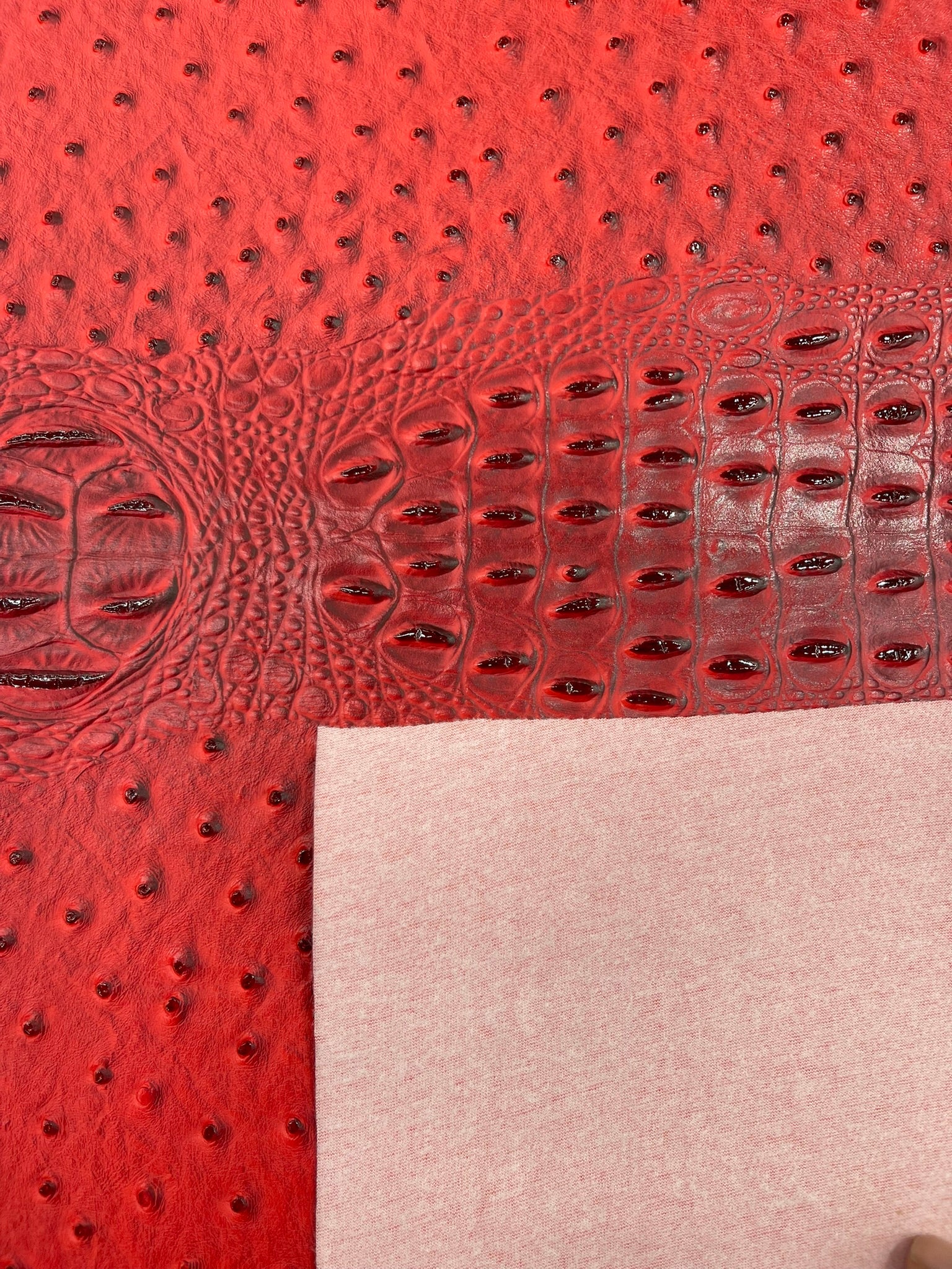 Ostrich Embossed Vinyl Fabric By The Yard / 2 Tone Crocodile Ostrich Vinyl Leather 54" Wide