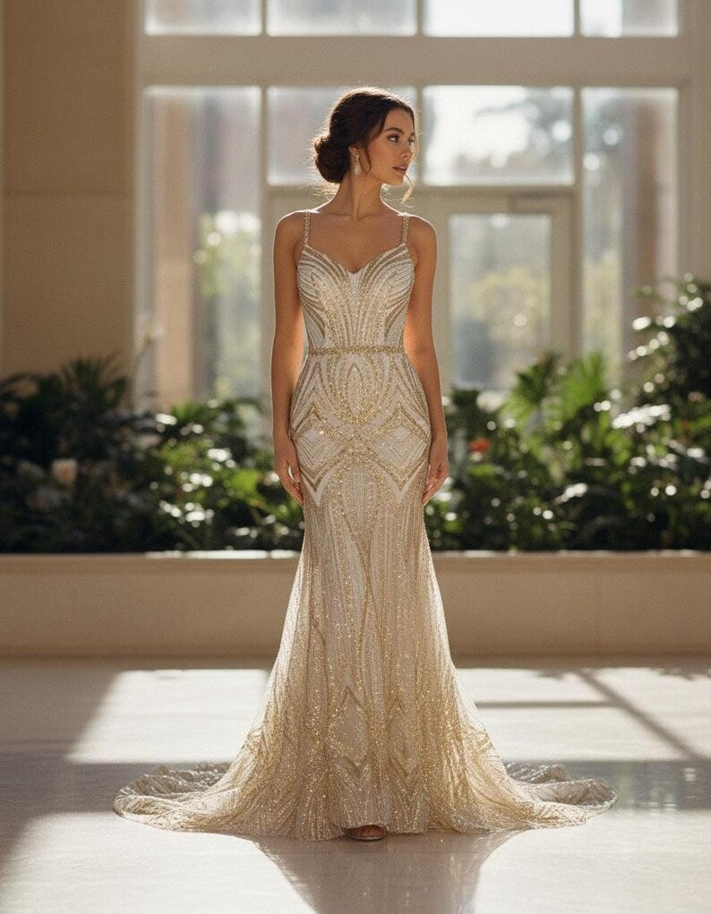 Geometric New York Fashion Beaded Lace, By The Yard.
