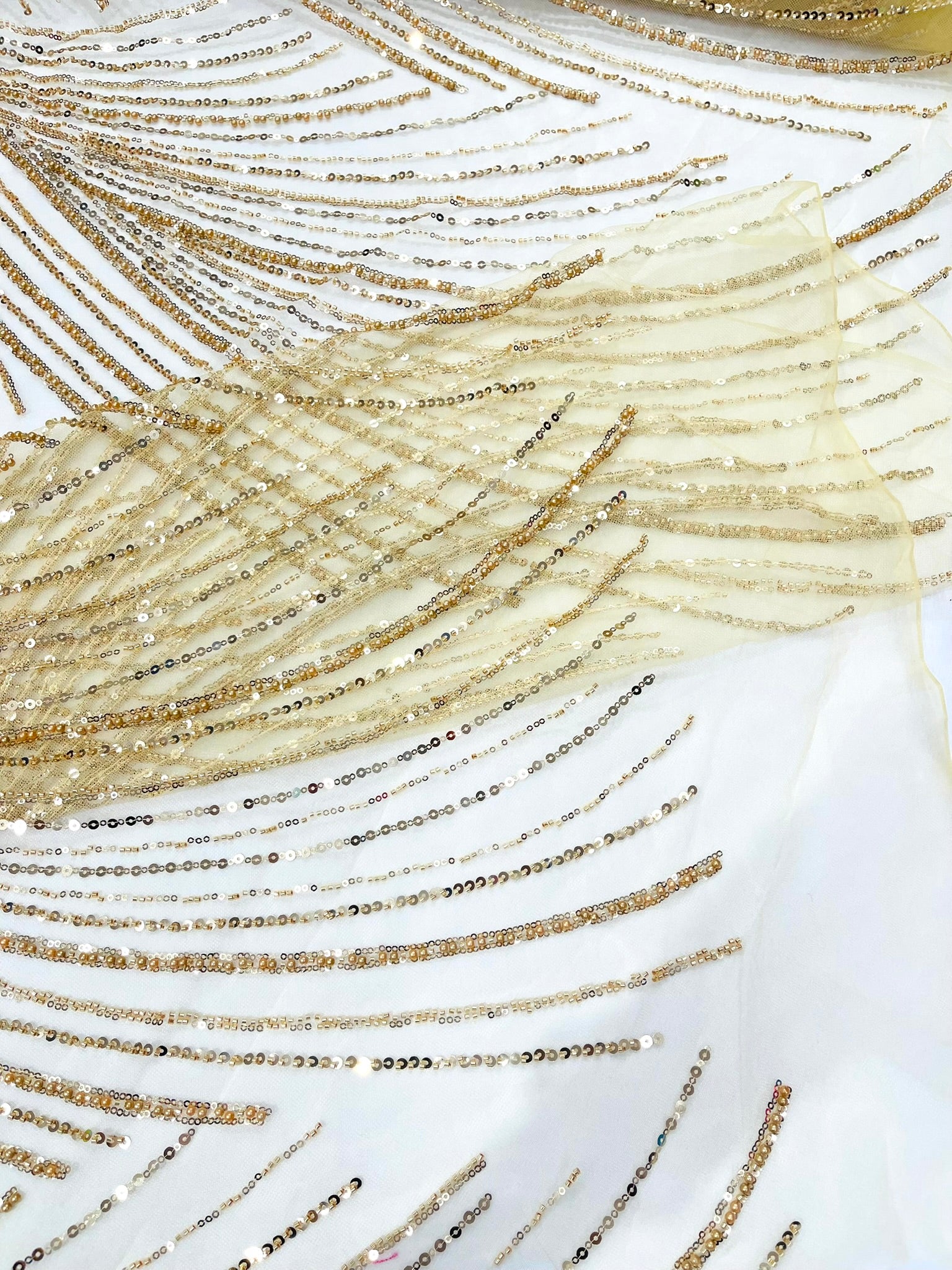 Flame Fashion Beaded Lace Fabric| Prom| Wedding| By The Yard.