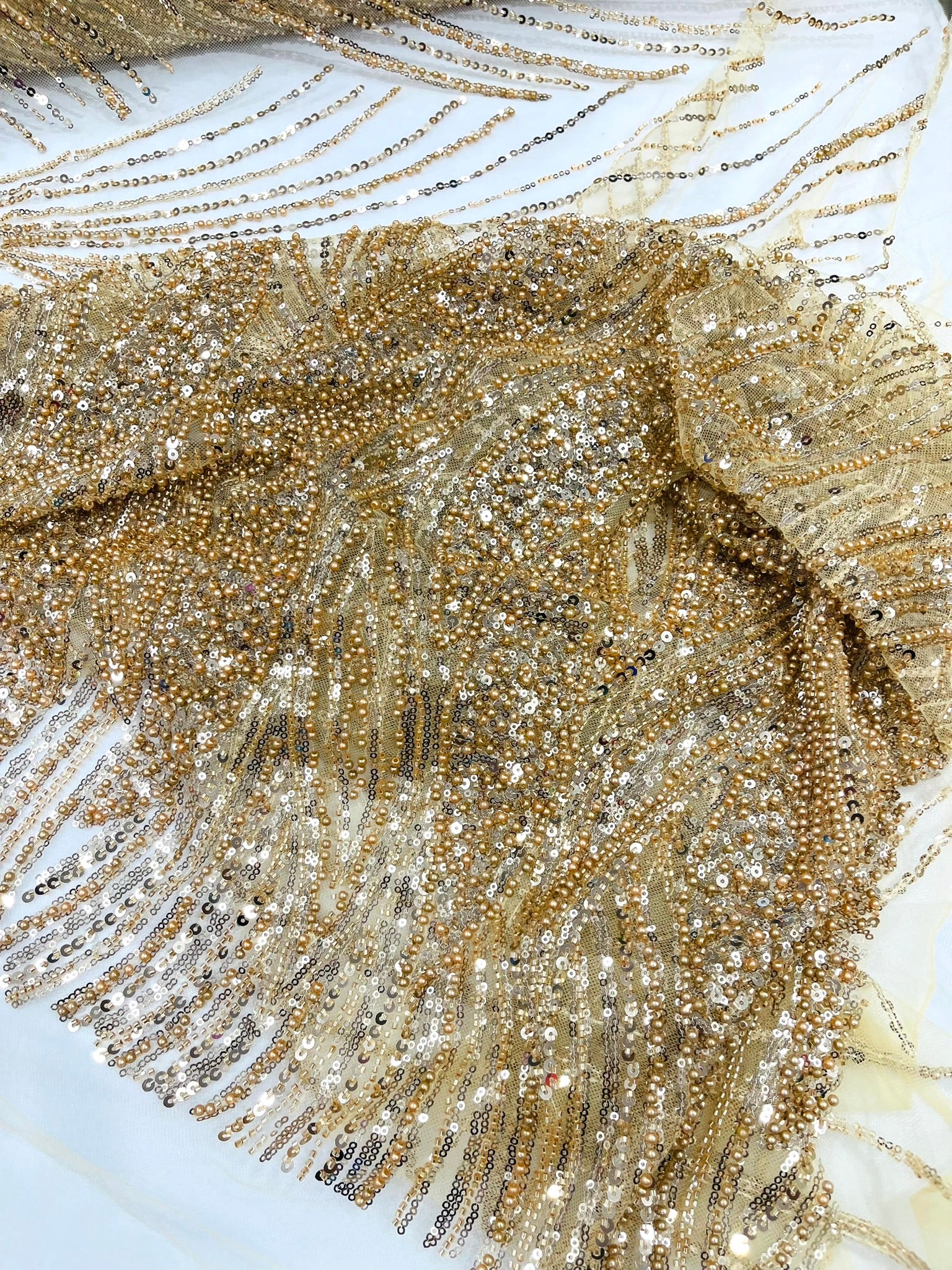 Flame Fashion Beaded Lace Fabric| Prom| Wedding| By The Yard.