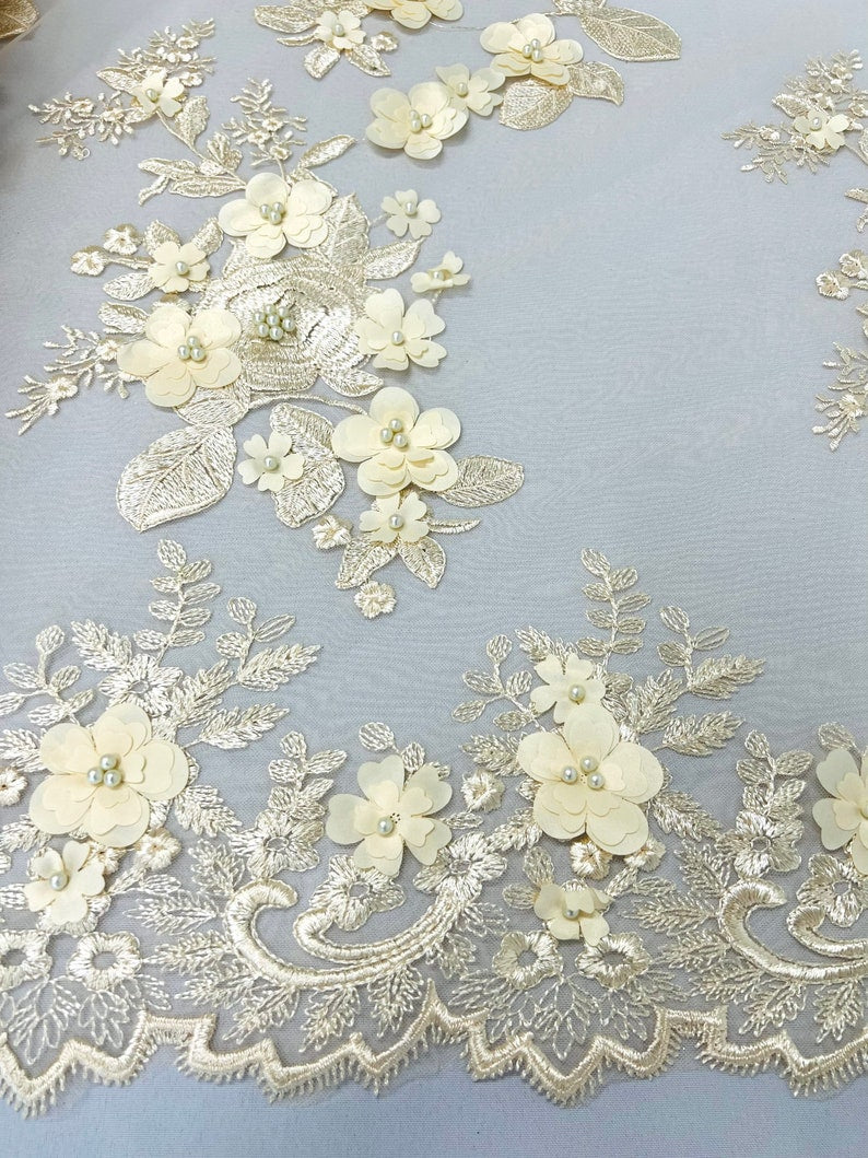 3D FLOWER PANELS LACE (by the yard)