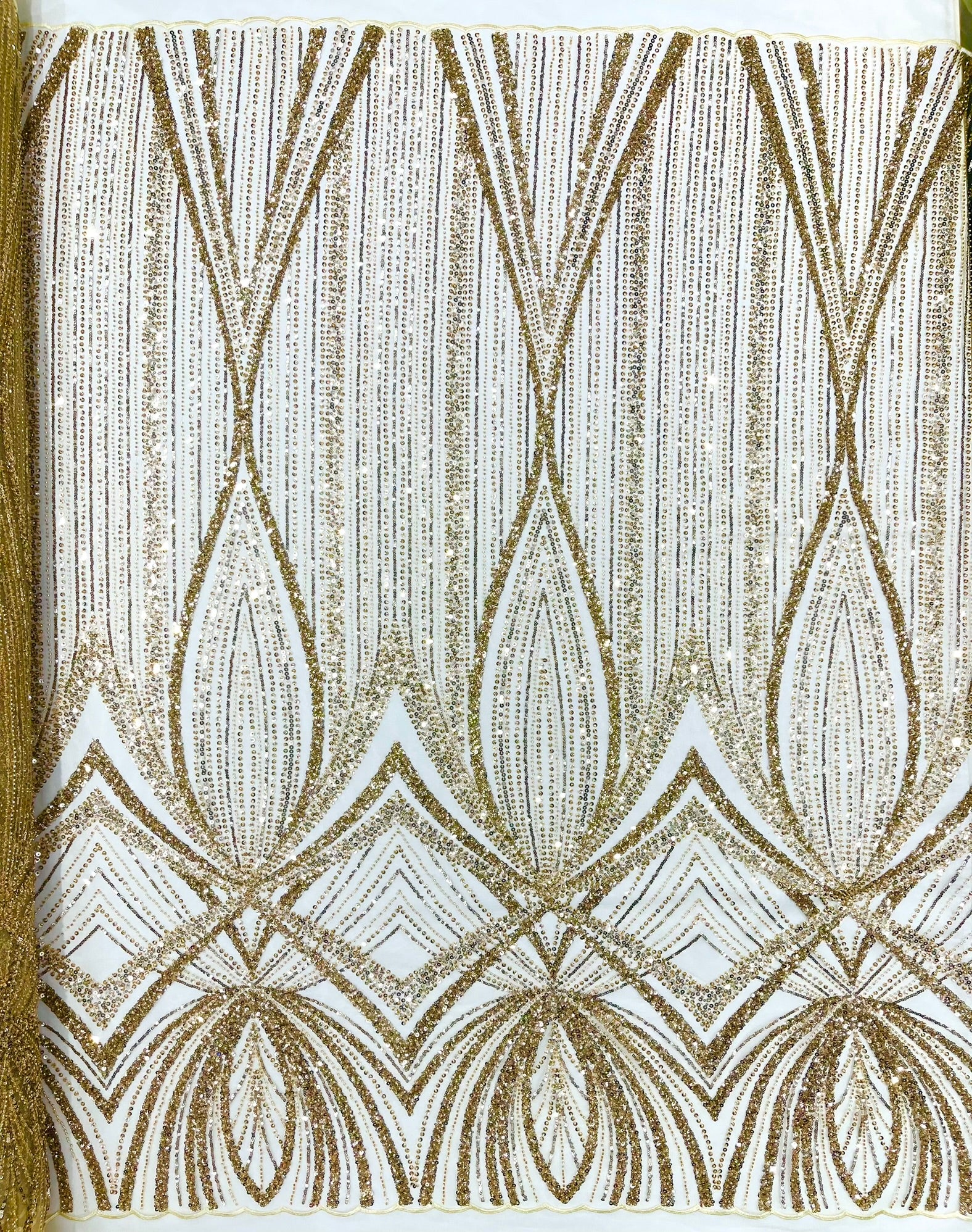 Geometric New York Fashion Beaded Lace, By The Yard.
