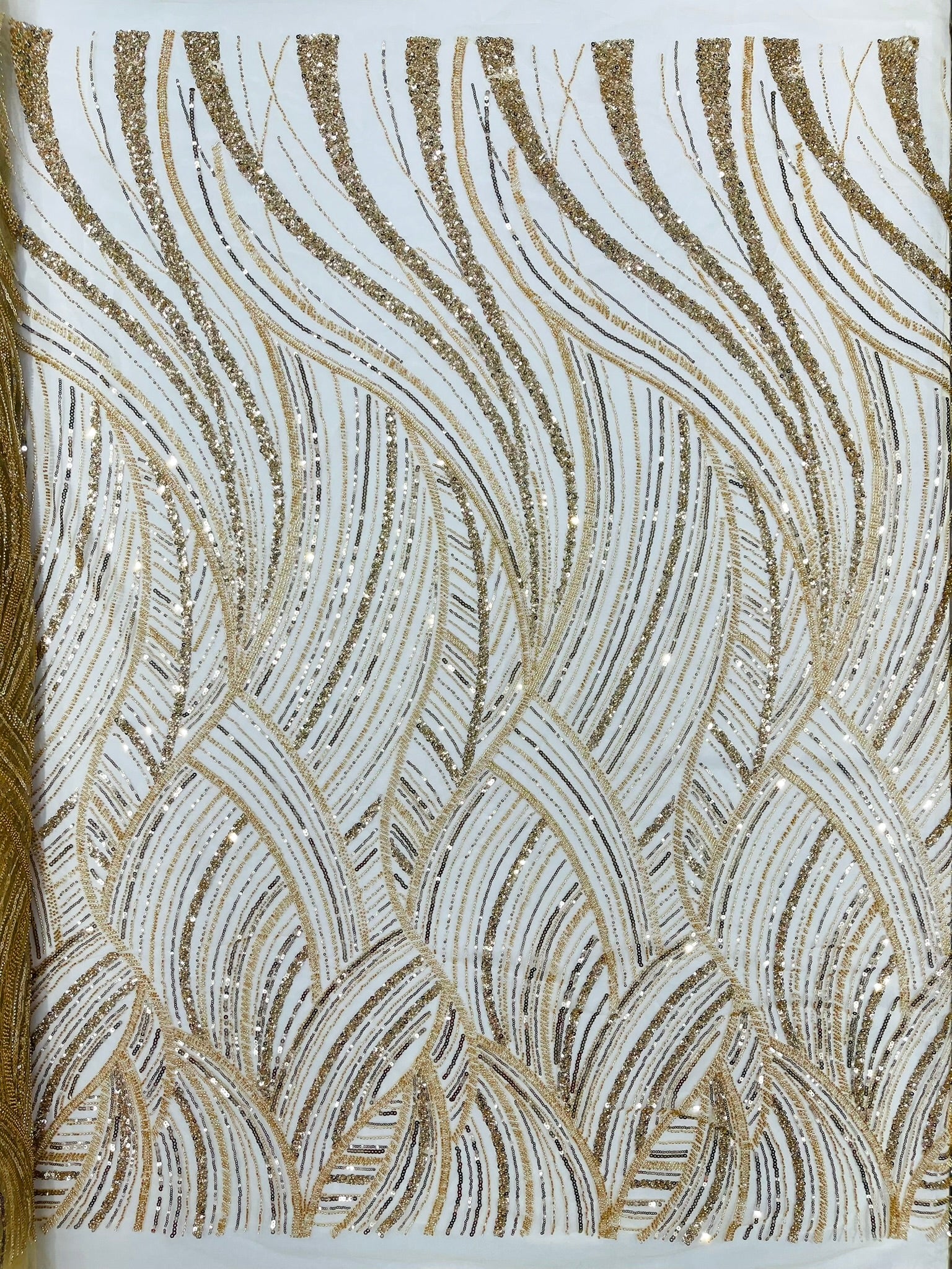 Luxury Feather Damask Beaded Lace Fabric| Prom| Wedding| By The Yard.