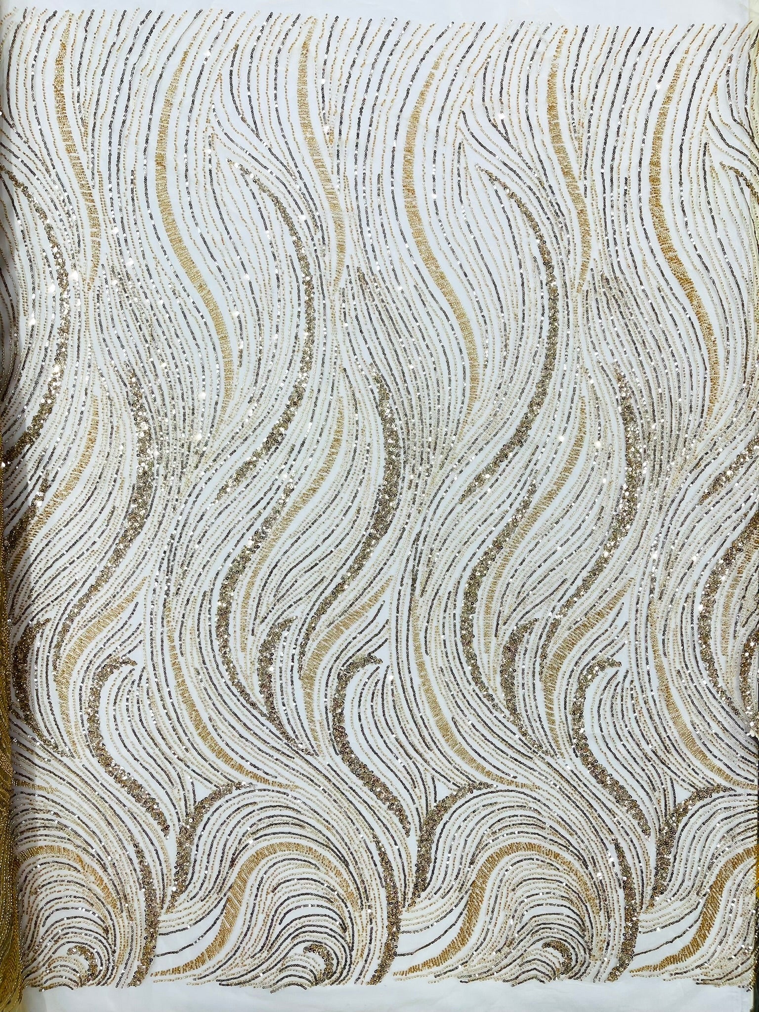 Luxury Wave Beaded Lace Fabric| Prom| Wedding| By The Yard.